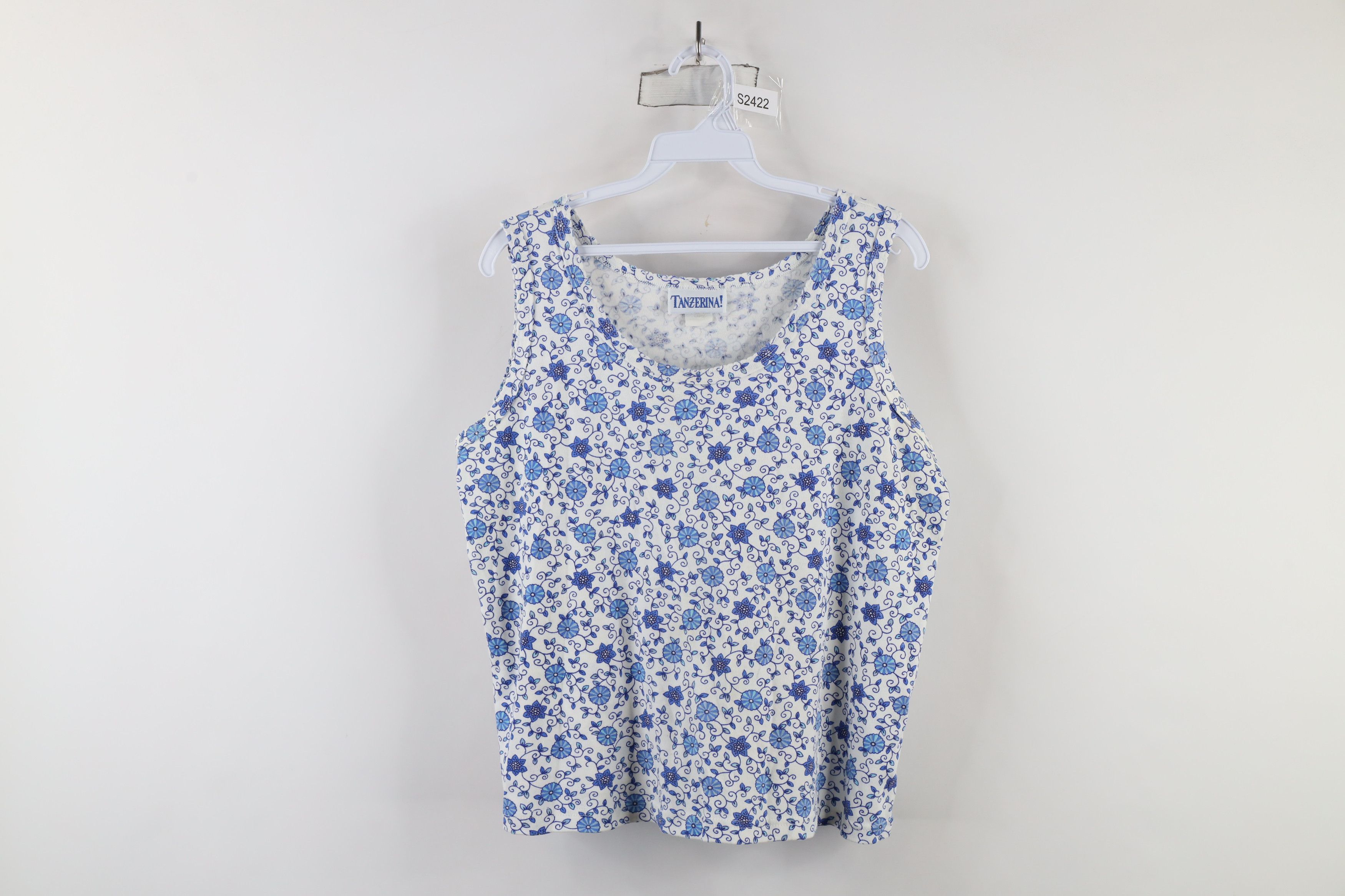 Vintage Vintage 90s Y2K Babydoll Floral Knit Tank Top T-Shirt USA Size L / US 10 / IT 46 - 1 Thumbnail