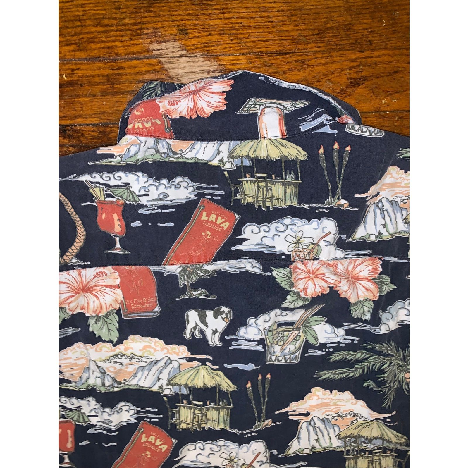 Big Dogs × Vintage Big Dogs Hawaiian Shirt XL Navy Rayon Aloha Camp Shirt 90s Size US XL / EU 56 / 4 - 3 Thumbnail