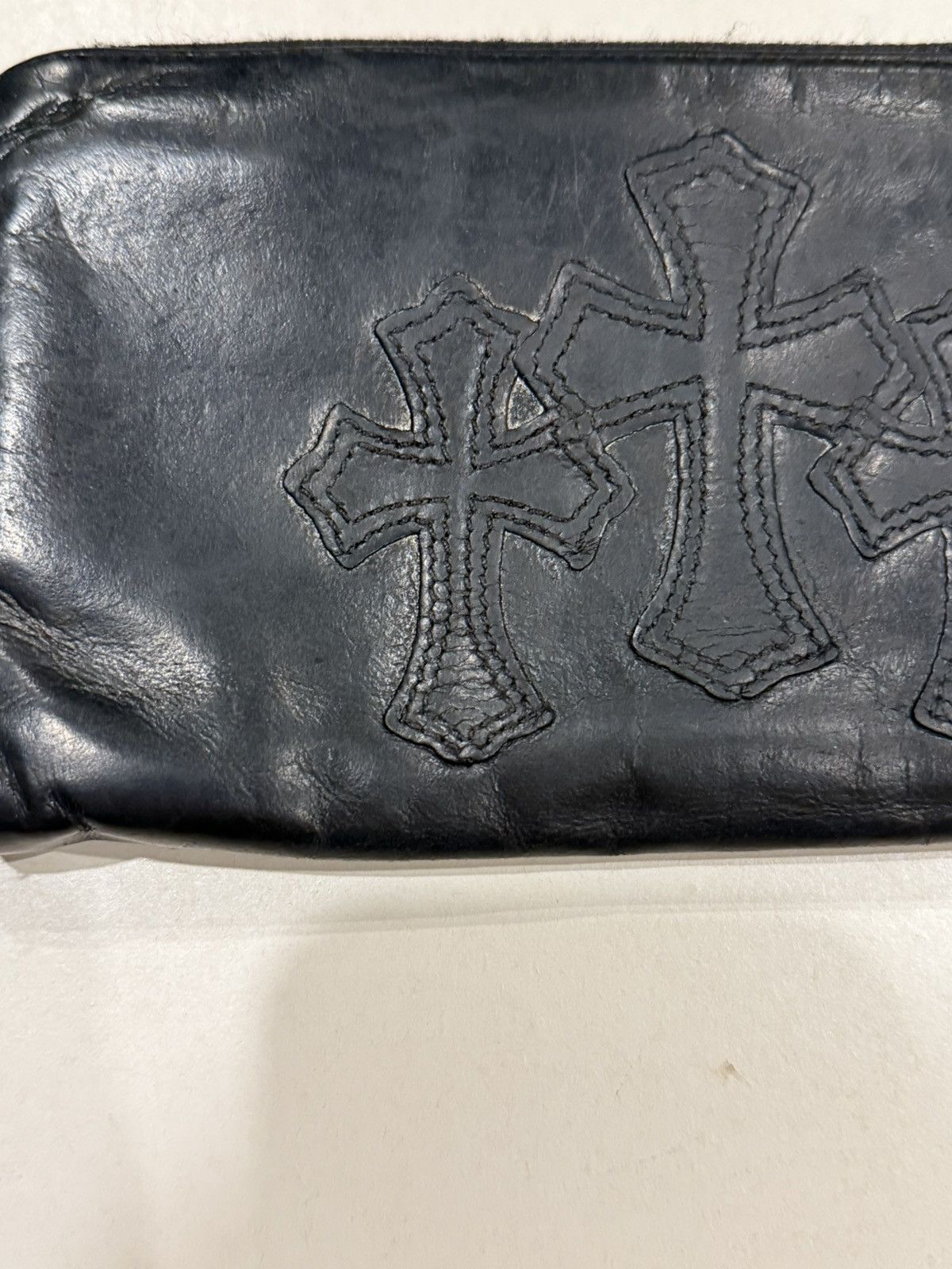 Chrome Hearts Chrome Hearts 3 Cemetery Cross Black Leather Zip Wallet Gold Size ONE SIZE - 4 Thumbnail