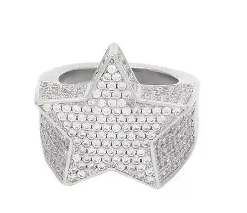 Japanese Brand × Jewelry Hiphop Silver Color Rhinestones Zircon Star Ring (size 6-13) Size ONE SIZE - 3 Thumbnail