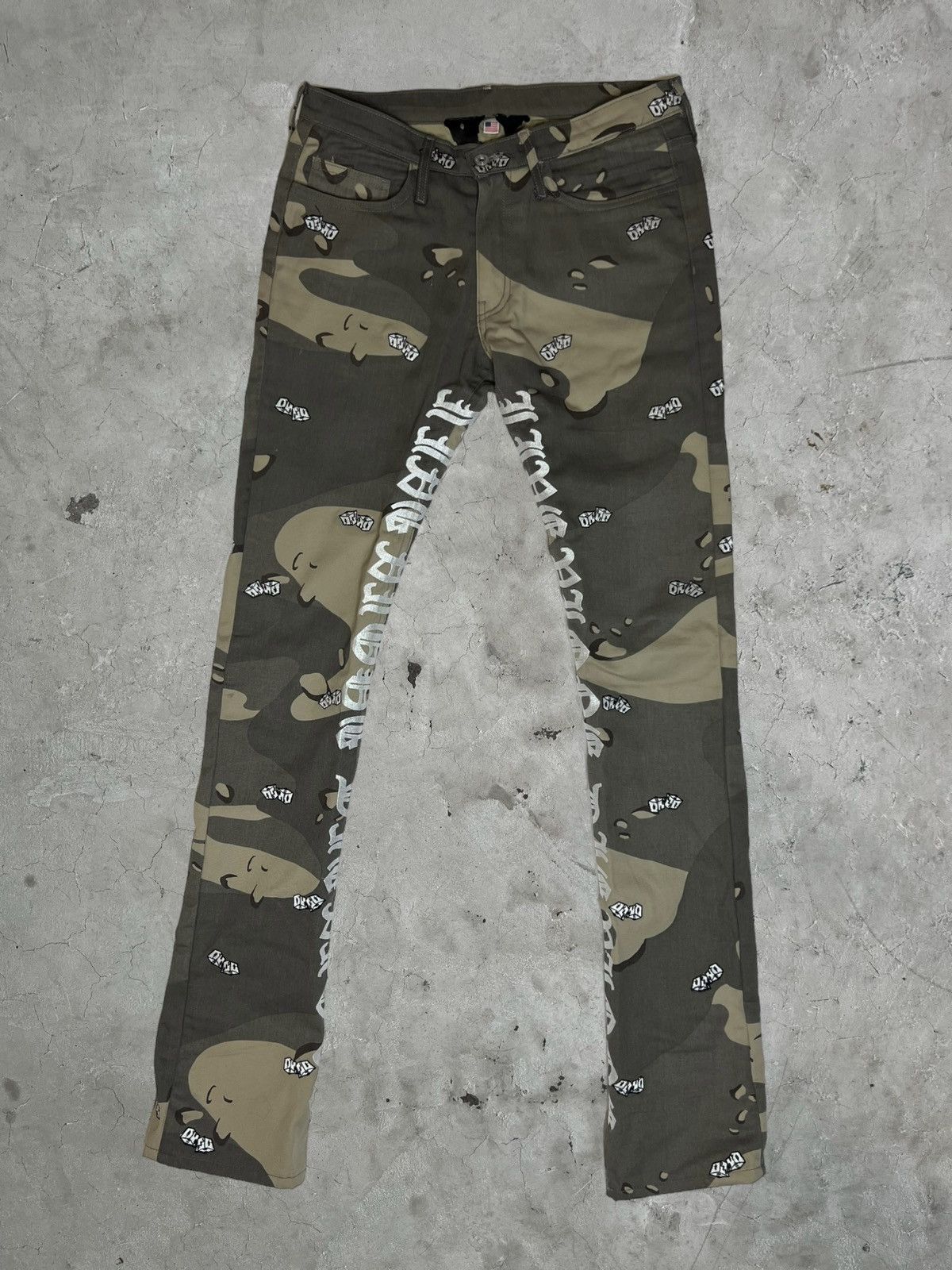 image of Vlone Unreleased Desert Camo Dice Pants, Men's (Size 32)