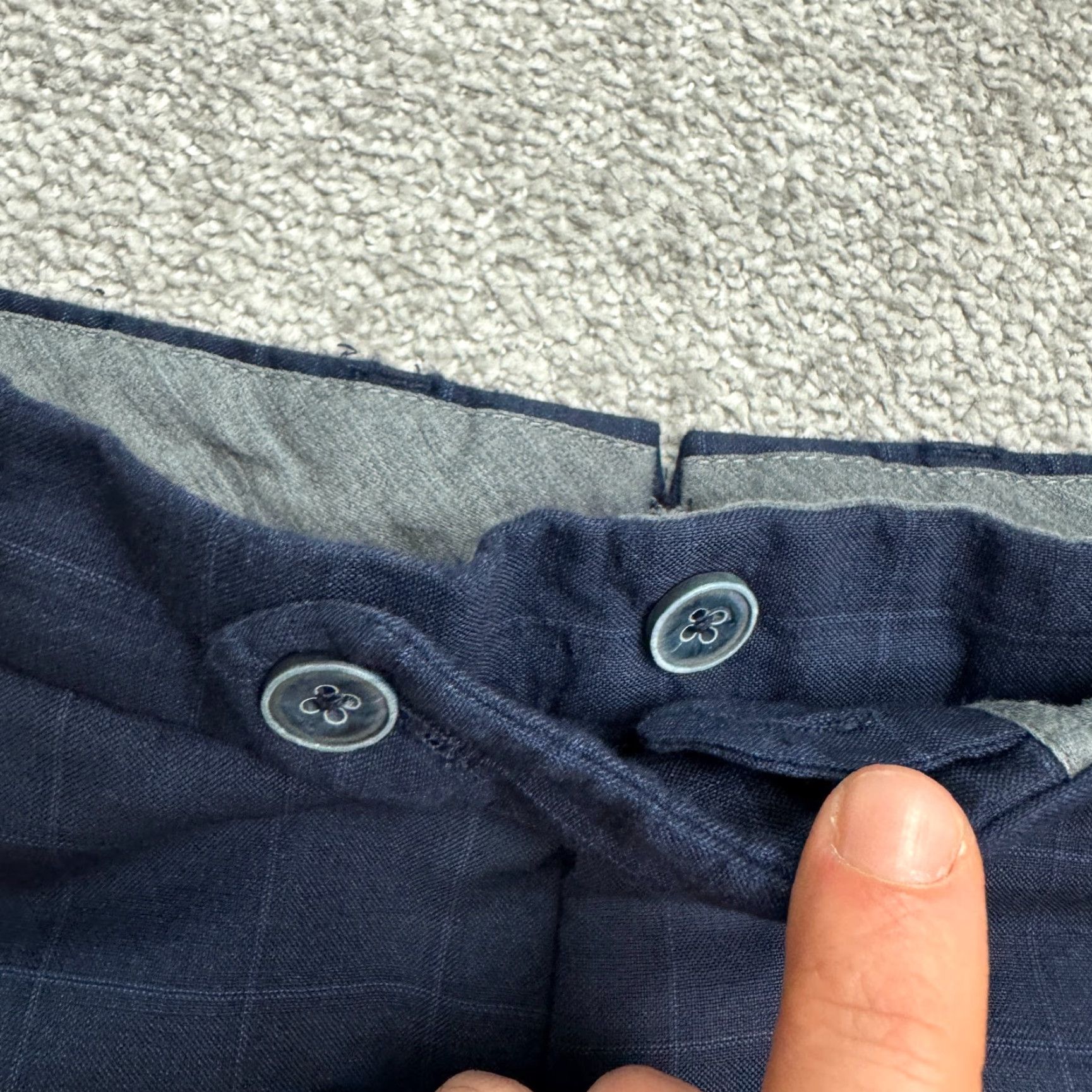 Vintage J. Hillburn Piana Super 170s Wool Silk 600 Dress Pants Men 34x28 Blue Windowpane Size US 34 / EU 50 - 4 Thumbnail