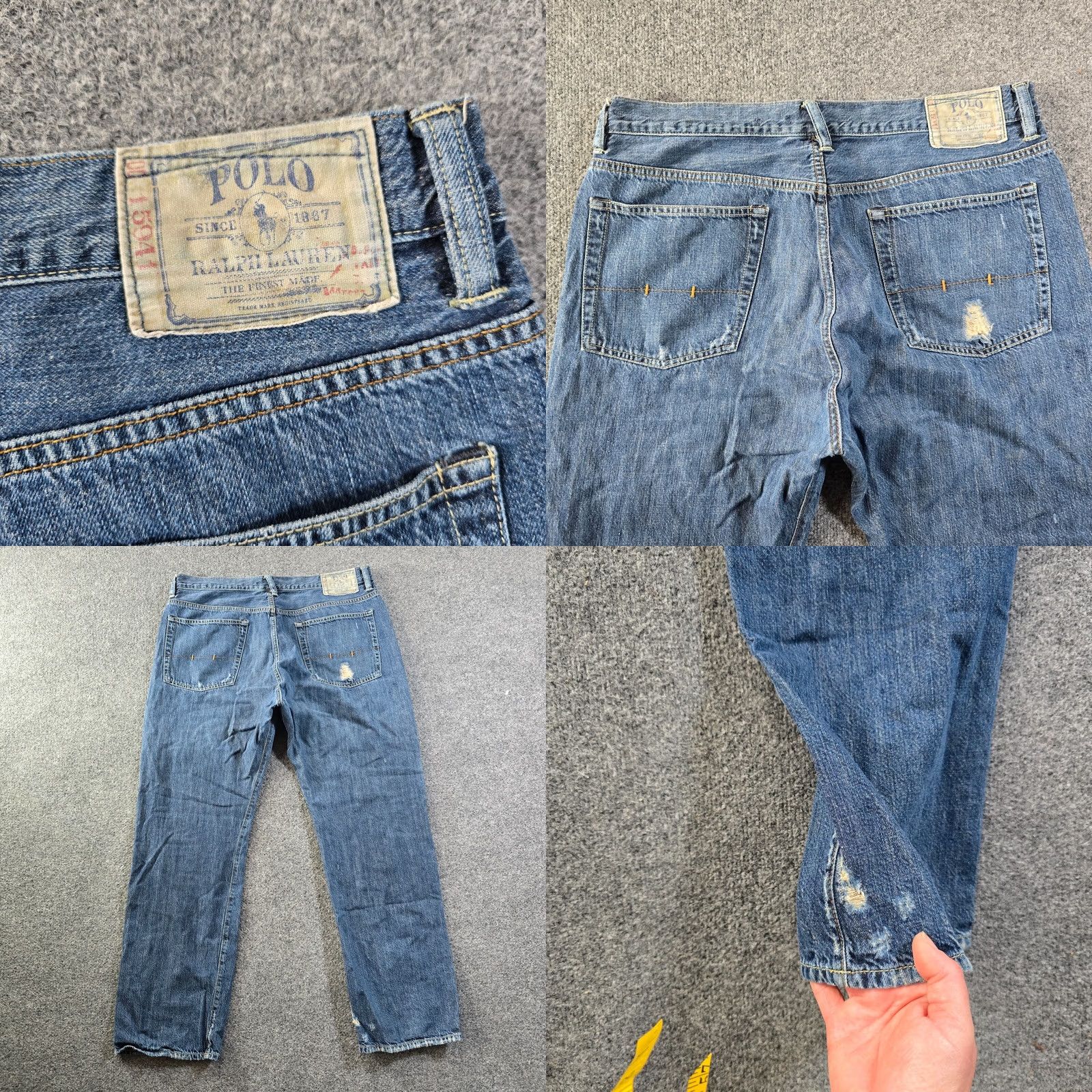 Polo Ralph Lauren Polo Ralph Lauren Jeans Mens 36x32 Blue Denim Straight Leg Distressed Logo Regular Mens Size US M / EU 48-50 / 2 - 9 Thumbnail