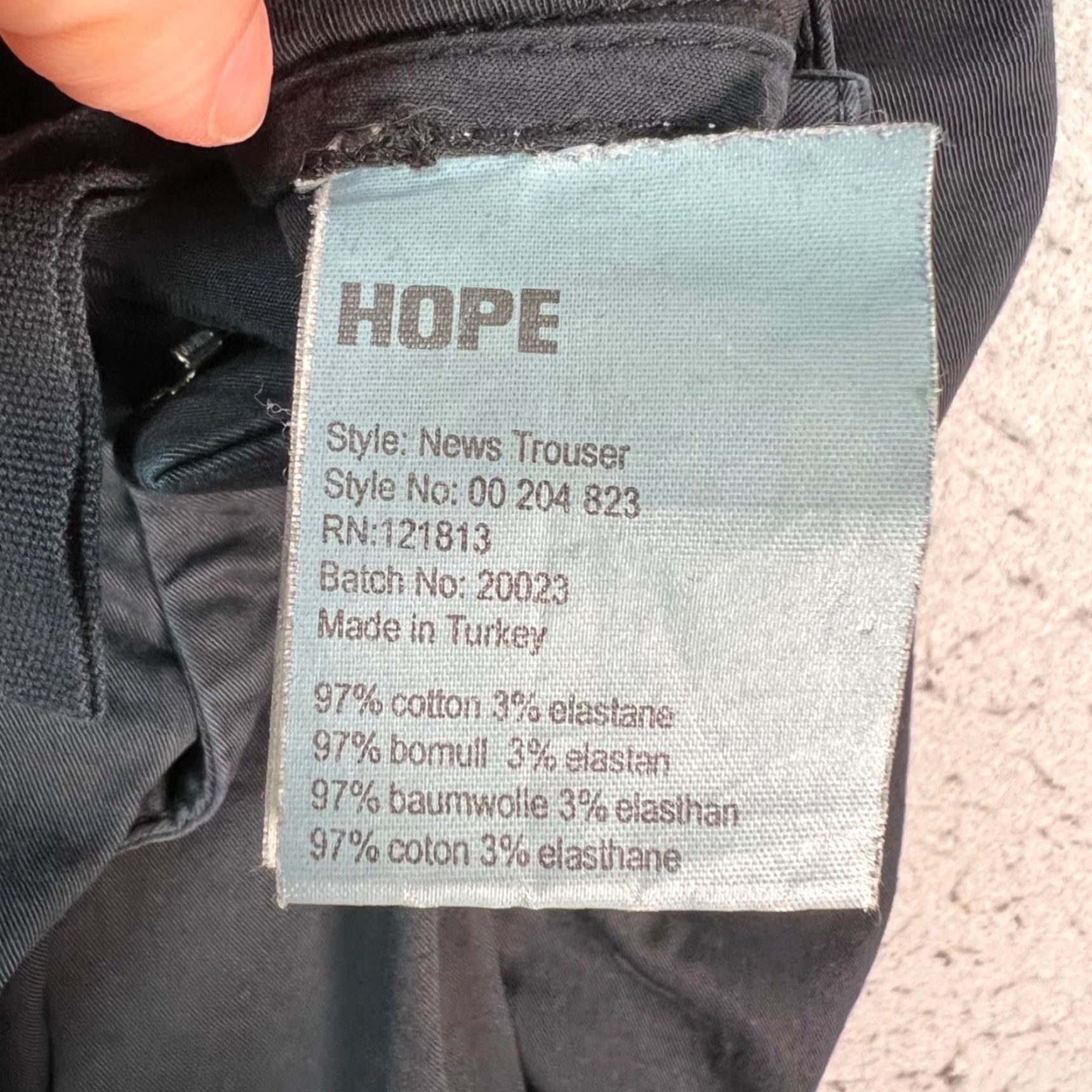 Hope Hope Mens 34 Black News Trouser Pants Slim Fit Cotton Blend Chino Tapered Flat Front Casual Pant Standards Size US 34 / EU 50 - 4 Thumbnail