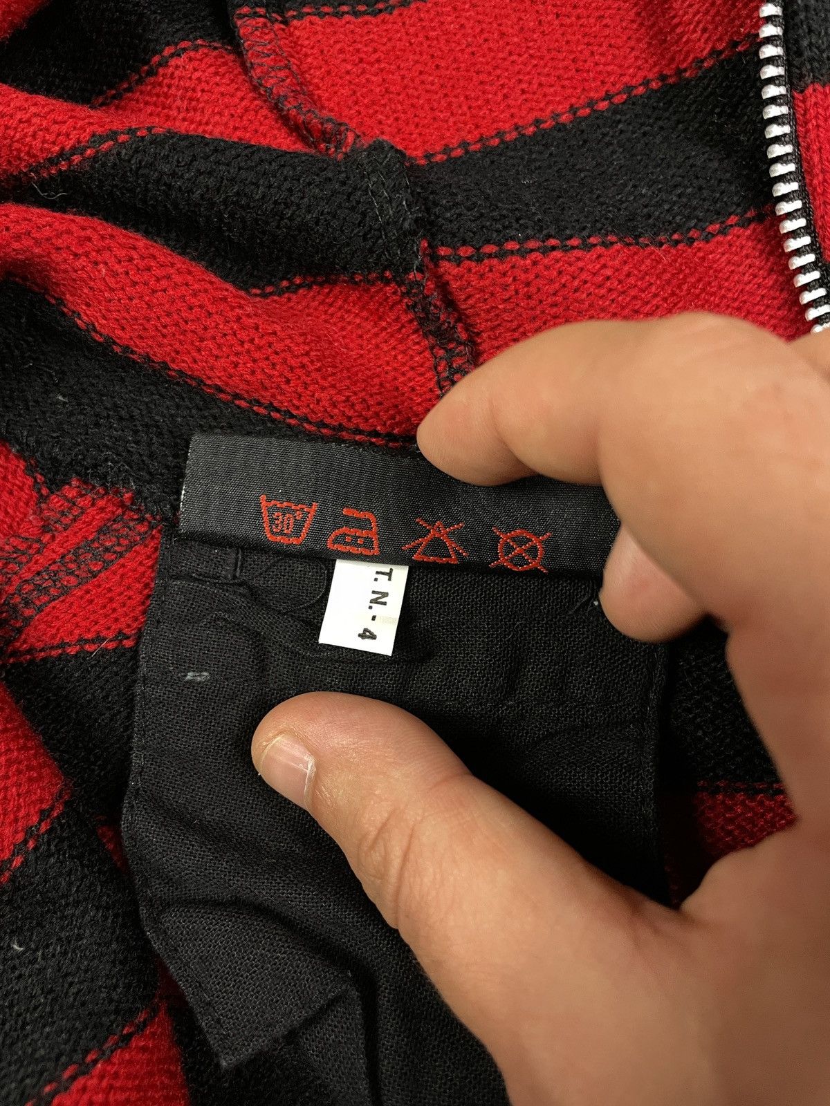 Japanese Brand × Vintage Vintage Goth Y2K Opium Striped Gringe Full Zip Sweater Size US L / EU 52-54 / 3 - 8 Thumbnail
