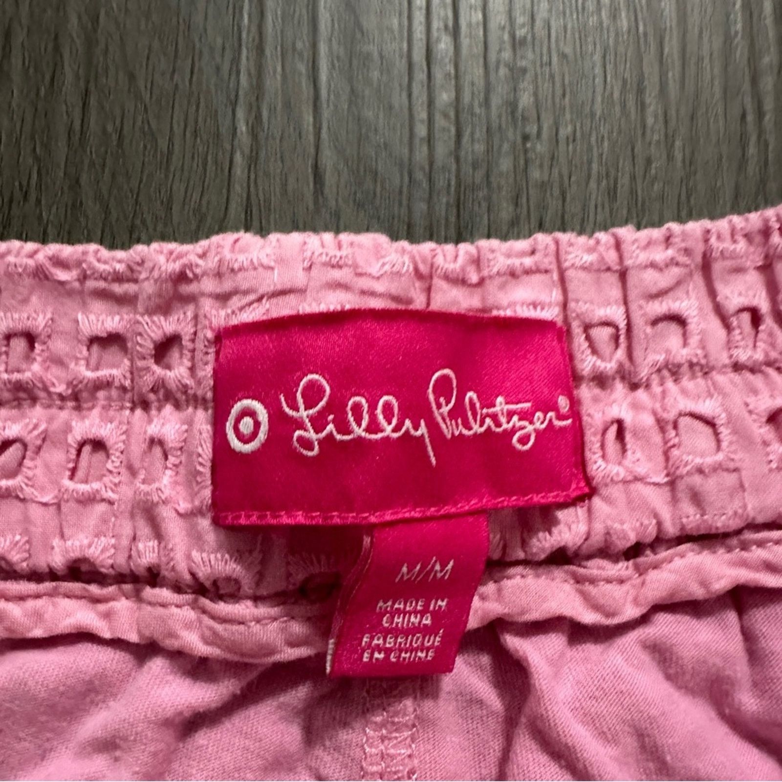 Lilly Pulitzer Lilly PulitzerPink Eyelet Pom Pom Mid Rise Pull-On Shorts M Size 29" - 4 Thumbnail