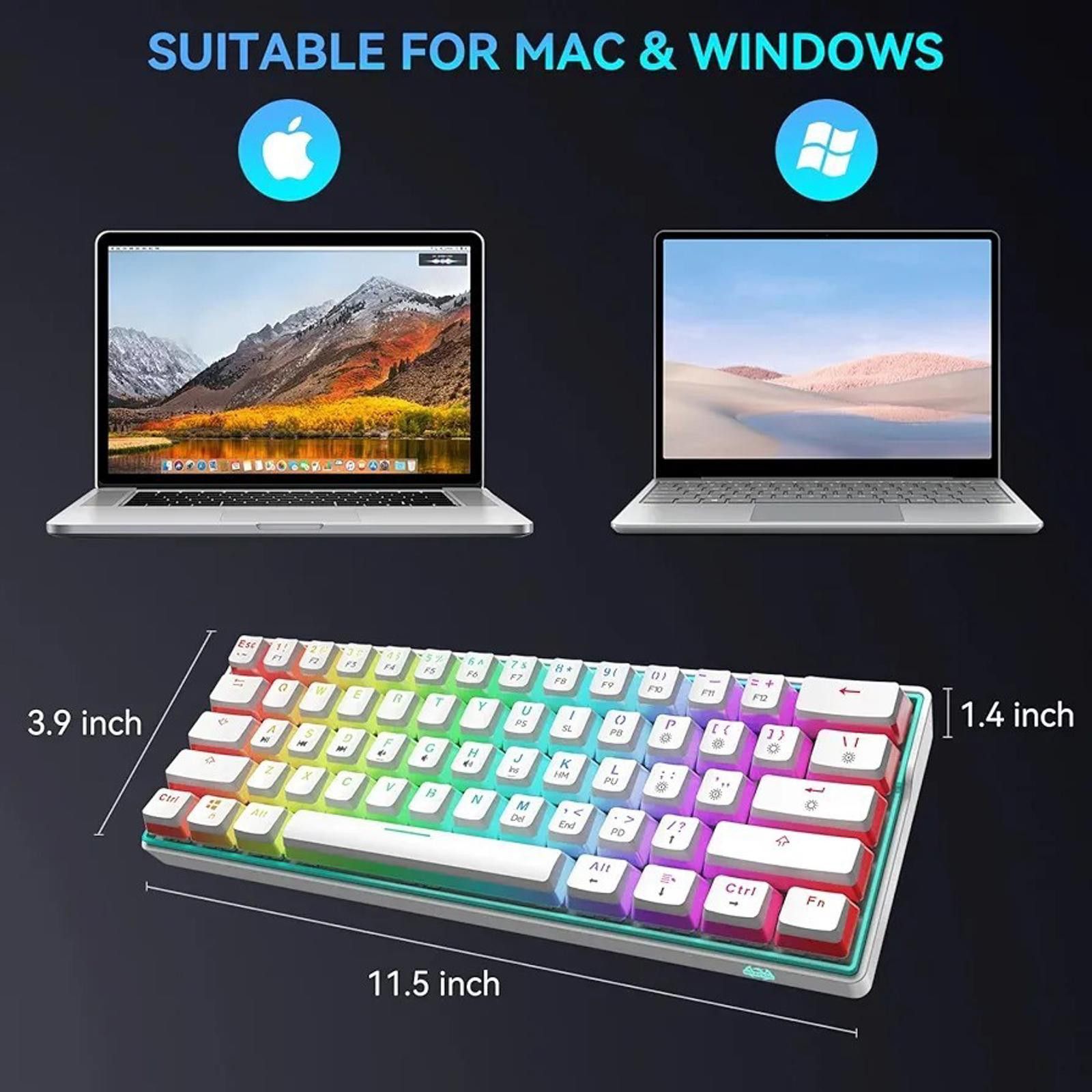 Other Nitafxhu NT61 Mechanical Gaming Keyboard White Size ONE SIZE - 6 Thumbnail