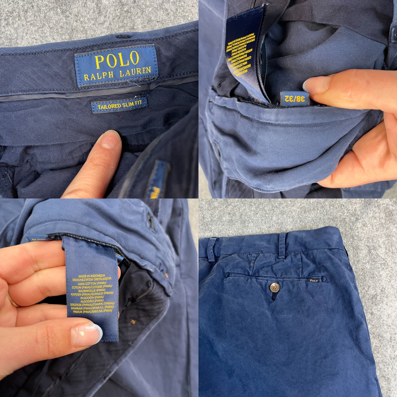 Polo Ralph Lauren Polo Ralph Lauren Mens Chino Trousers Pants Slim Tapered Fit 38 32 Navy Blue Size US M / EU 48-50 / 2 - 8 Thumbnail