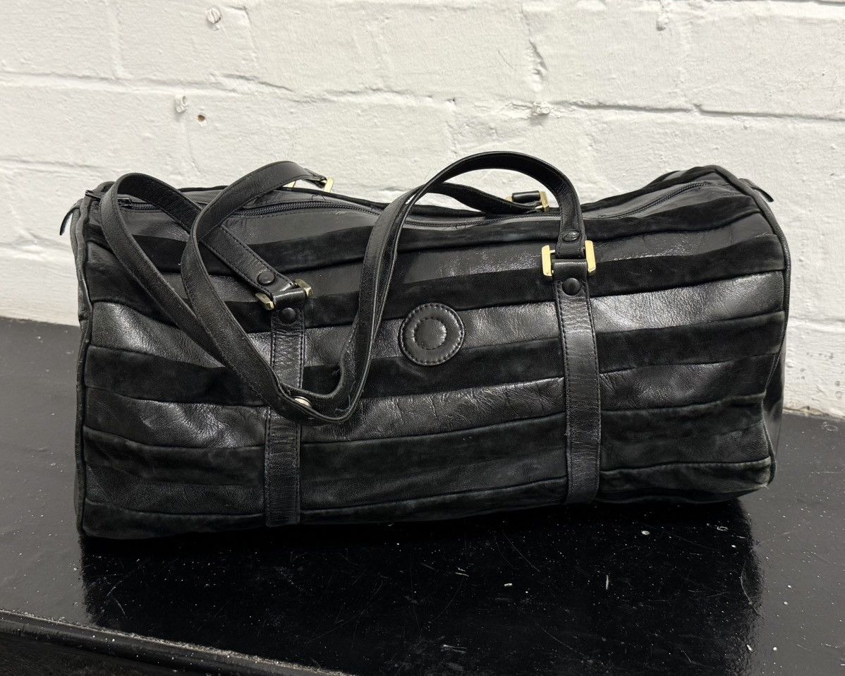 Vintage Harrods London Black Leather & Suede Bag, Men's