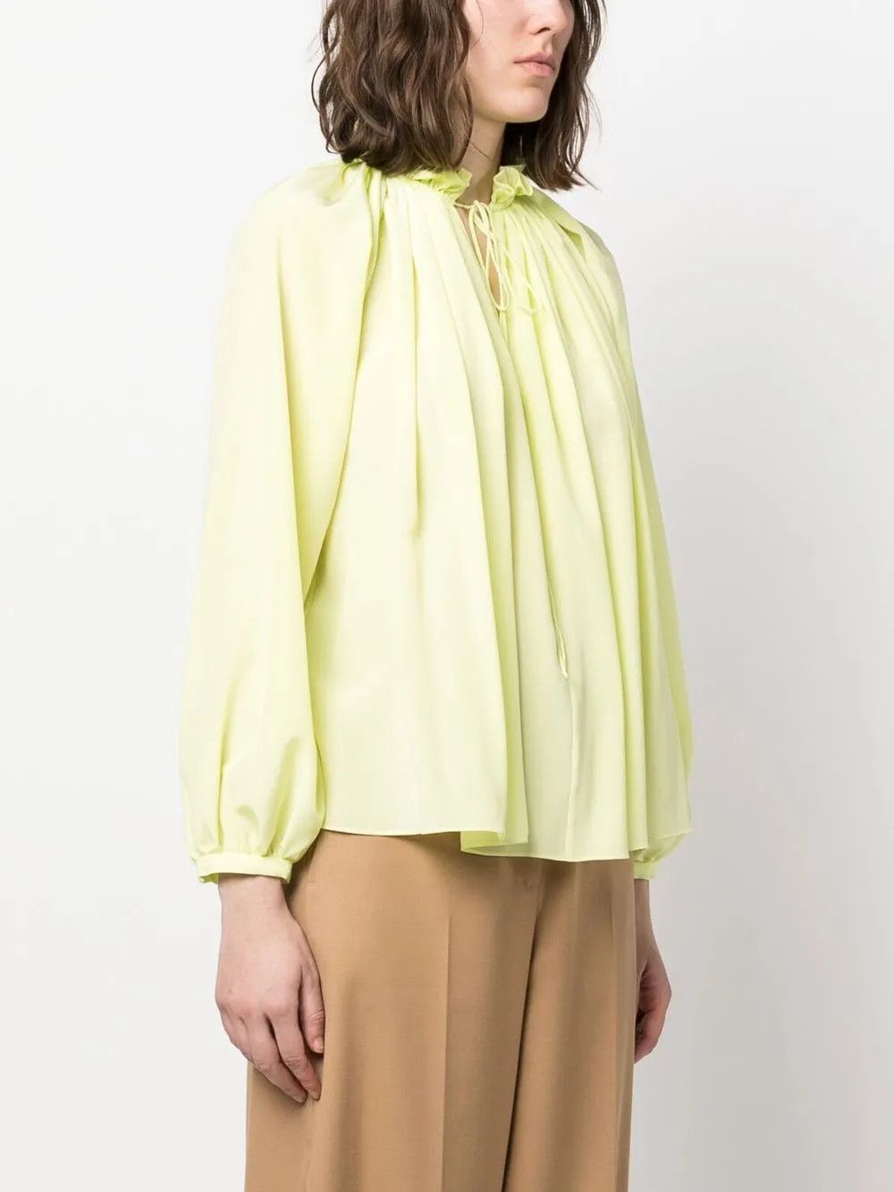 Lanvin o1y0326 Silk Blouse in Lime Green Size M / US 6-8 / IT 42-44 - 3 Thumbnail