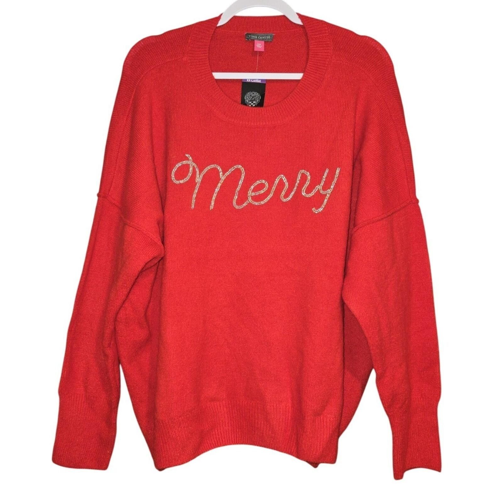 Vince Camuto Vince Camuto Womens Red Merry Beaded Holiday Sweater XXL Size XXL / US 16-18 / IT 52-54 - 1 Thumbnail