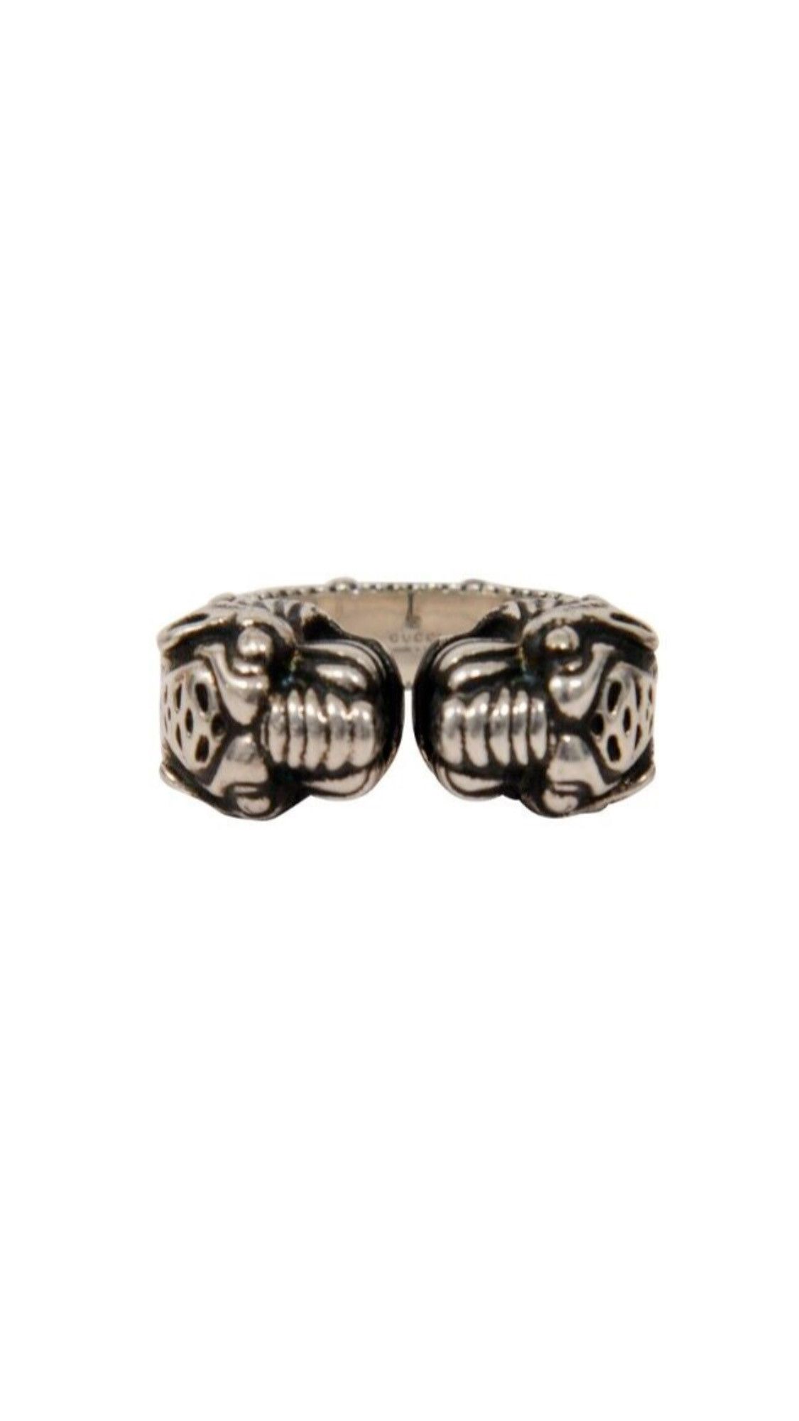 image of Gucci Garden Tiger Heads Ring 925 Silver Size 20, Men's