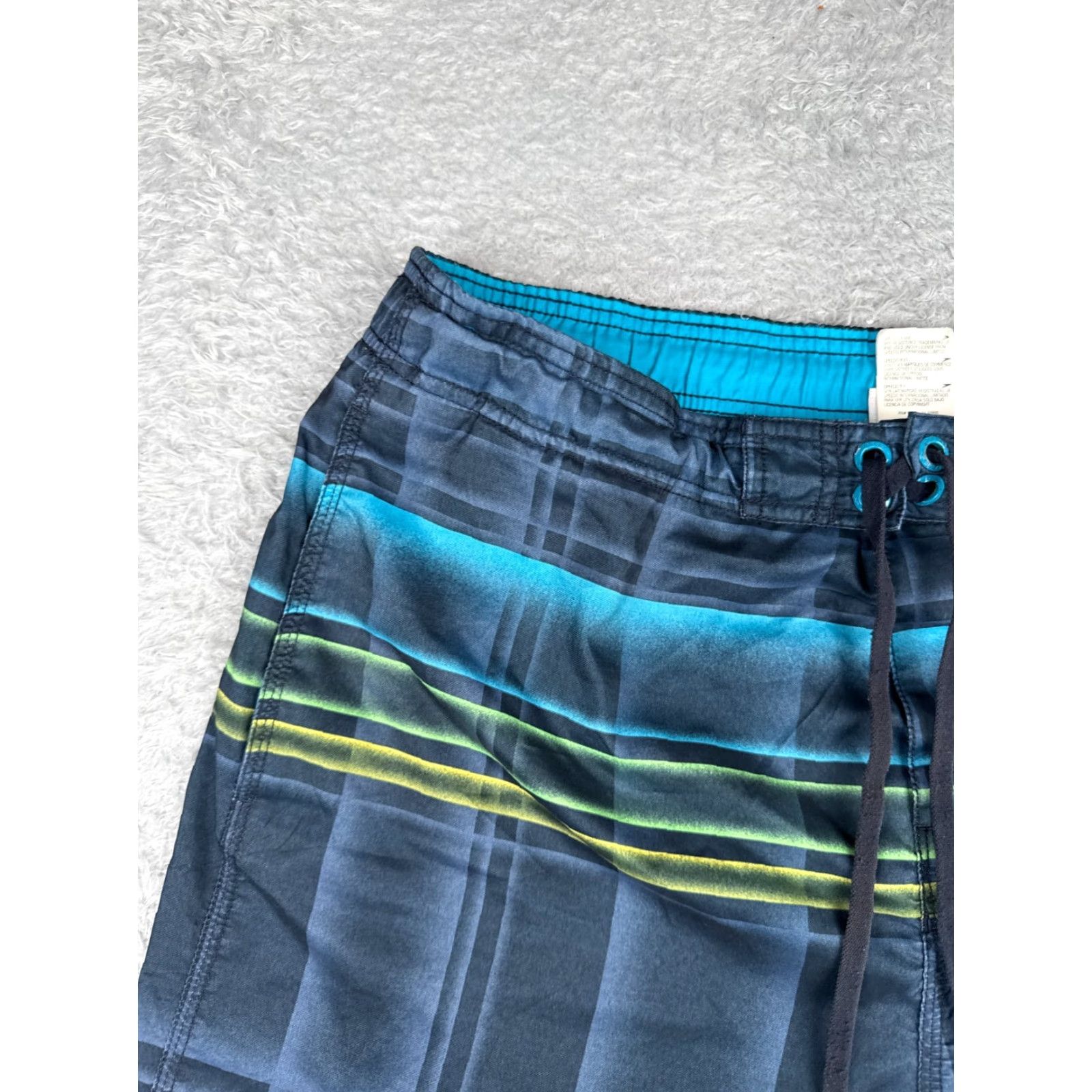 Speedo Speedo Swim Trunks Mens Large Blue Plaid Board Shorts 100% Polyester Cargo Size US 31 - 4 Thumbnail