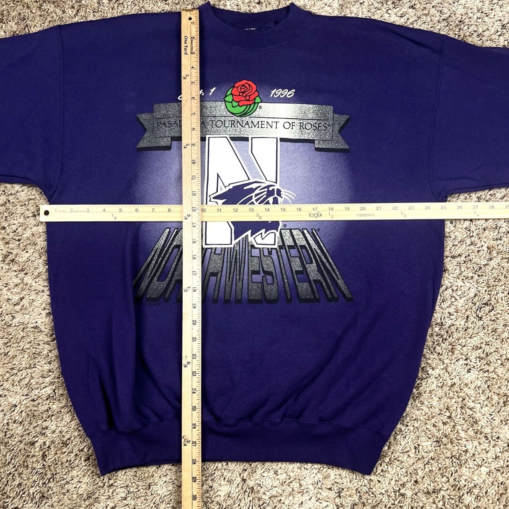 Vintage VINTAGE Northwestern Wildcats Crewneck Sweatshirt XL Purple 90s Rose Bowl, Pasadena, Logo, Graphic Print, Heavyweight, Pullover, Unisex Adults Size US XL / EU 56 / 4 - 7 Thumbnail