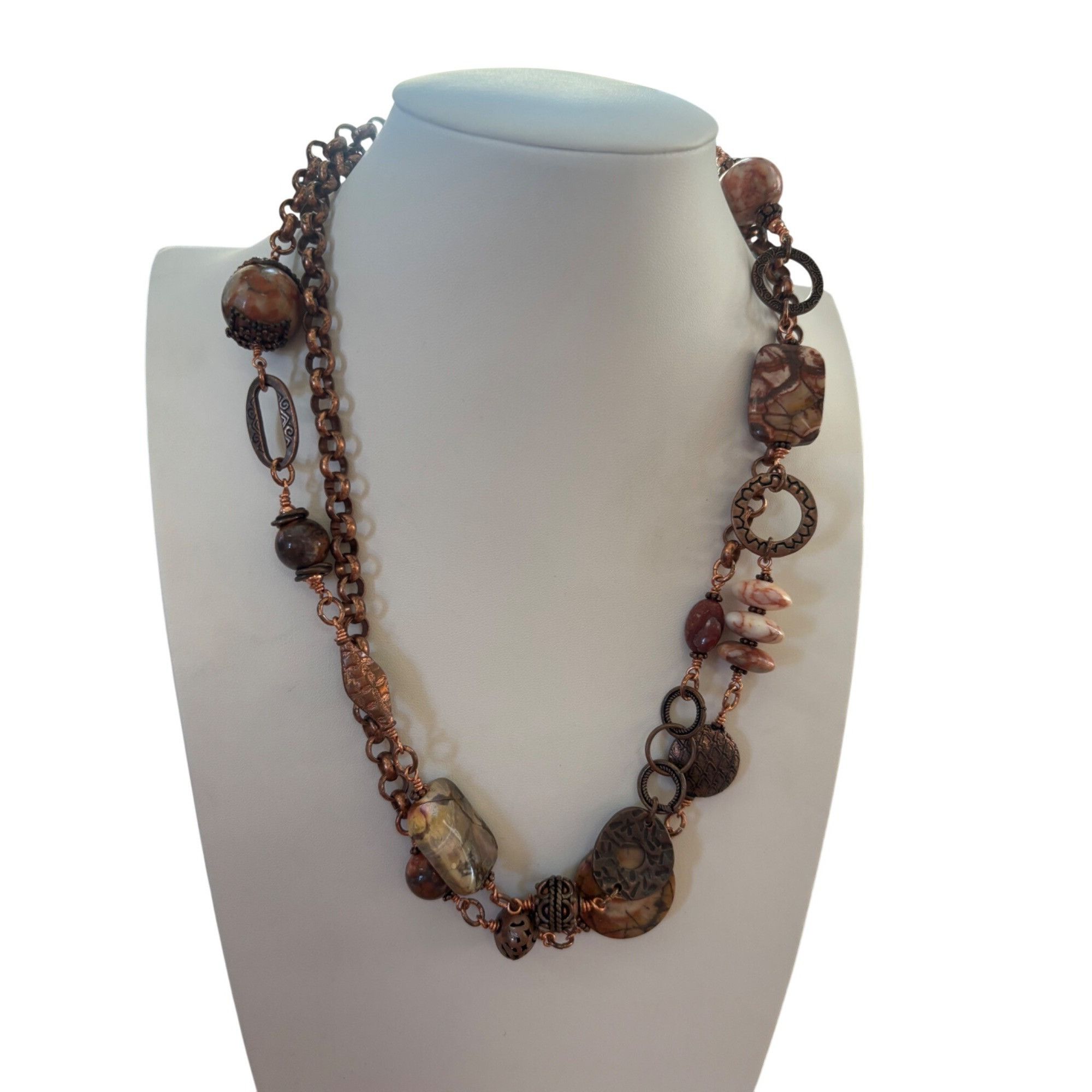 Other Handcrafted Copper Chain Necklace With Multicolored Gemstone Size ONE SIZE - 6 Thumbnail