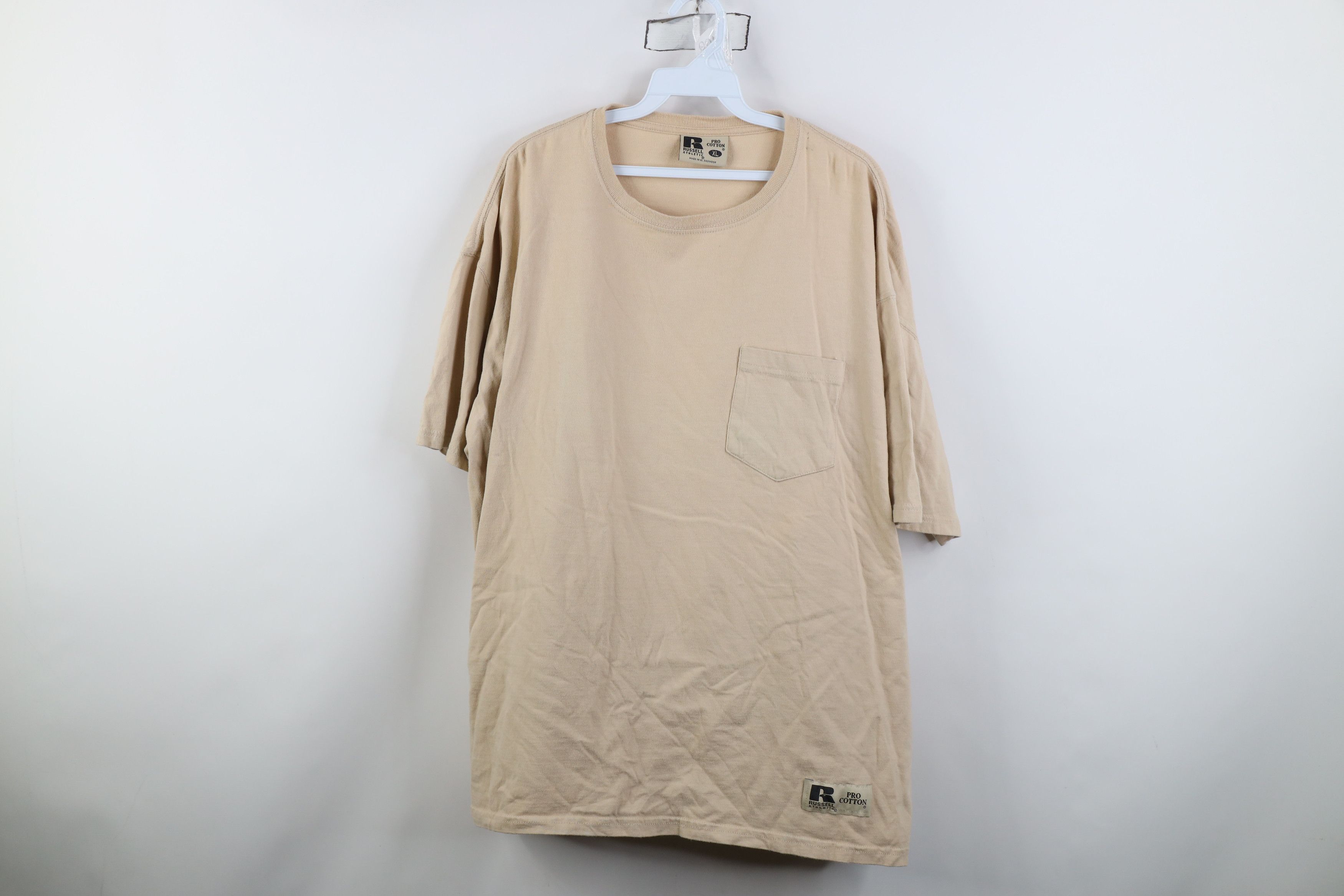 Russell Athletic Vintage 90s Y2K Russell Athletic Pocket T-Shirt Khaki Tan Size US XL / EU 56 / 4 - 1 Thumbnail