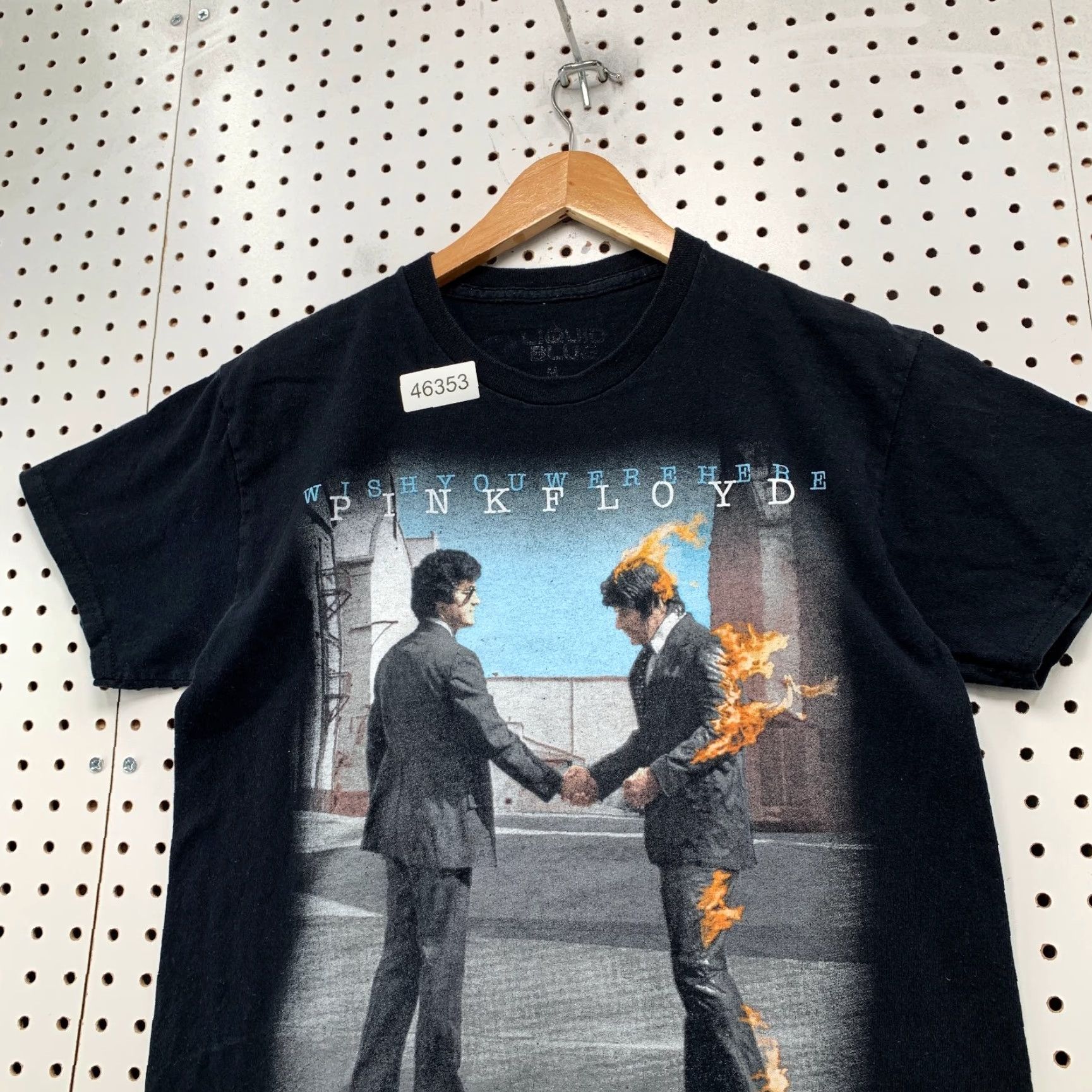 Liquid Blue VINTAGE Pink Floyd Wish You Were Here Shirt Mens Medium Black Cover Art Burning Man Size US M / EU 48-50 / 2 - 7 Thumbnail