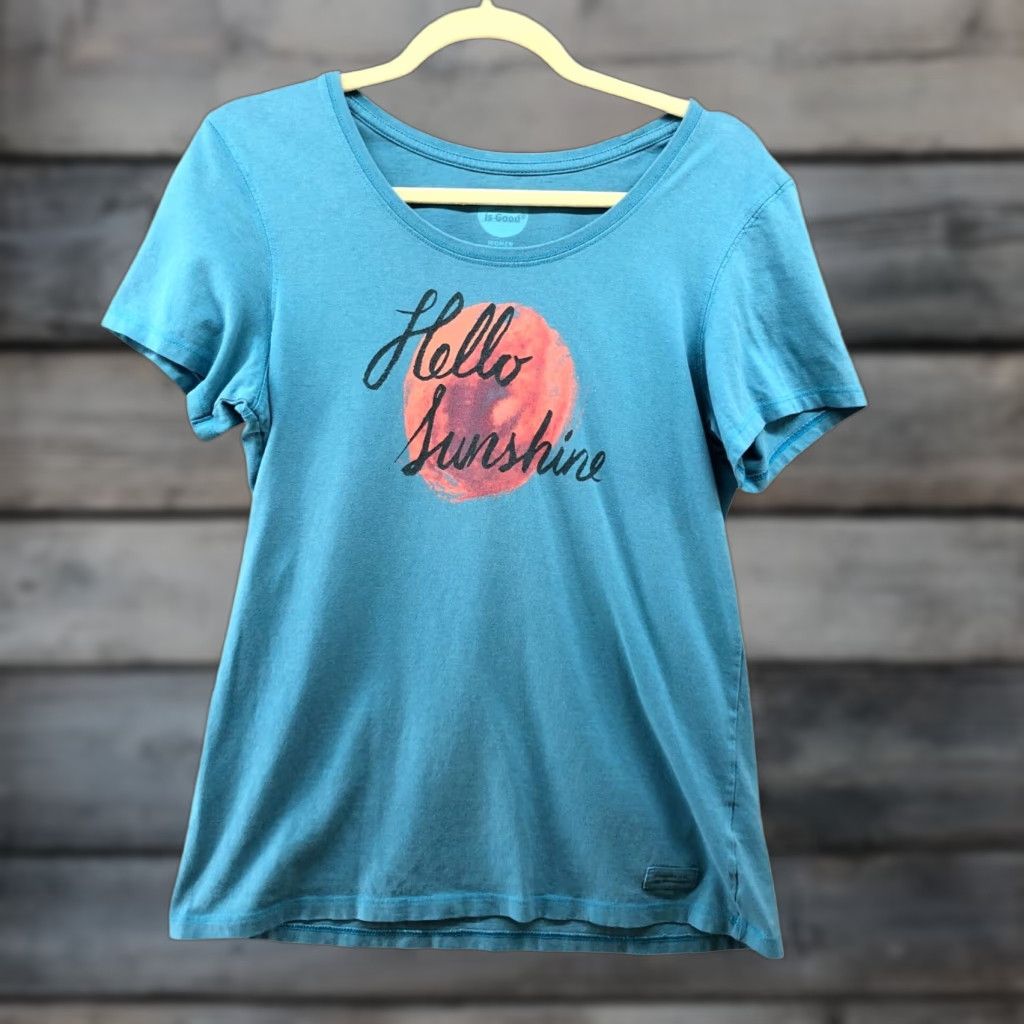 Life is Good Life Is Good Classic Fit T Shirt Womens M Blue Short Sleeve Hello Sunshine Size M / US 6-8 / IT 42-44 - 1 Thumbnail