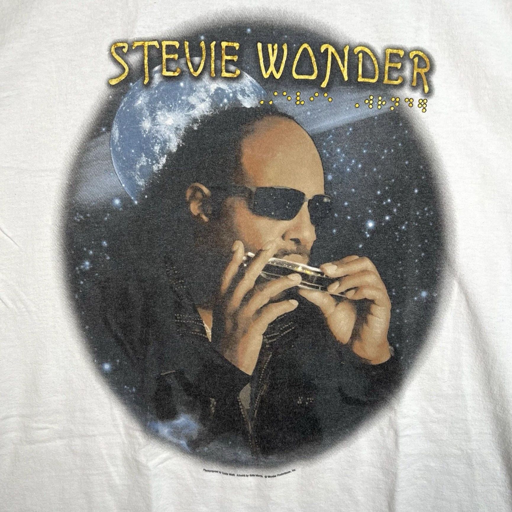 Gildan VINTAGE Stevie Wonder Graphic Tee White Adult XL 2000s Cotton Sportswear Mens Size US XL / EU 56 / 4 - 4 Thumbnail