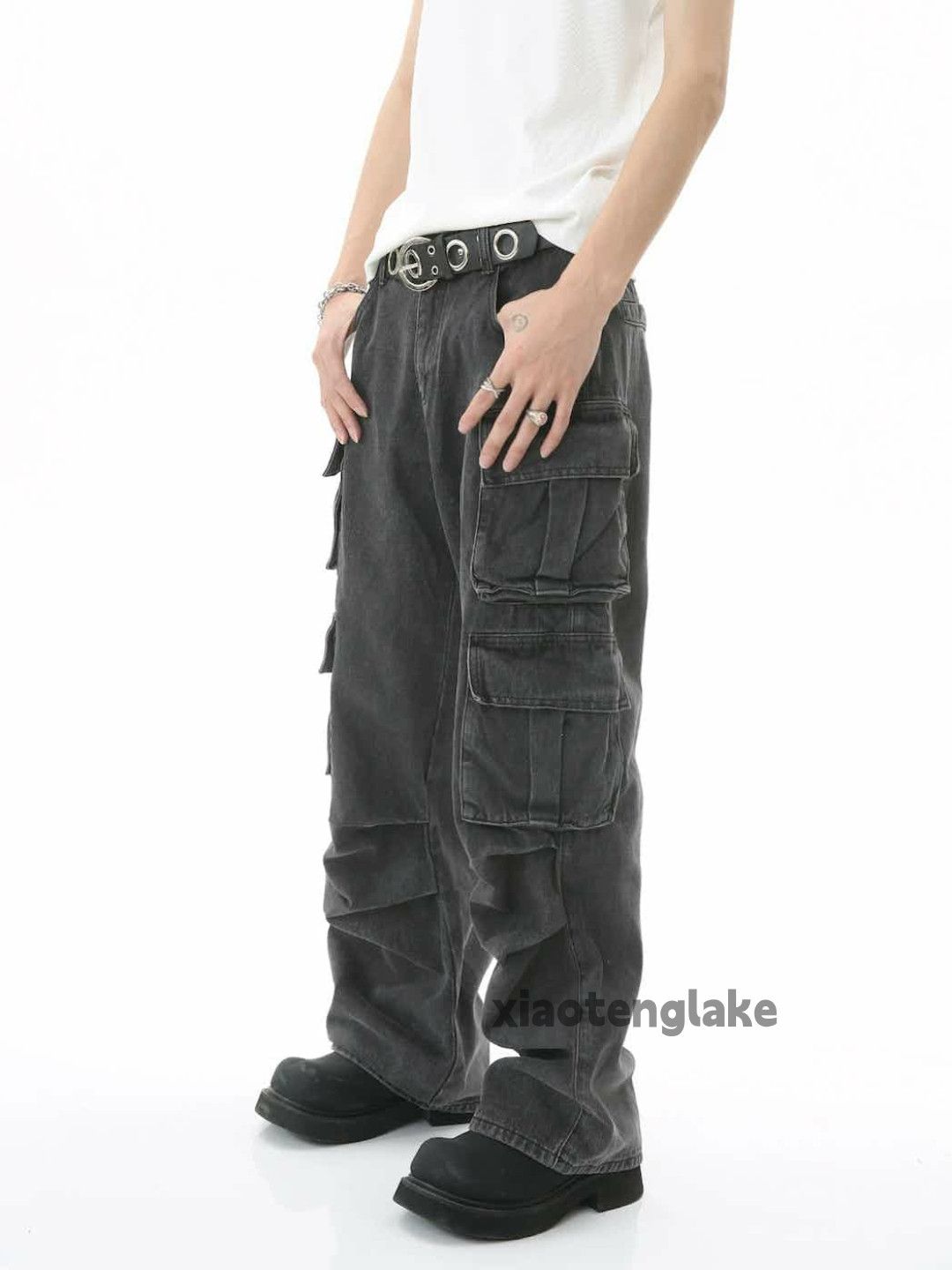 Jean × Vintage washed faded utility skate hiphop baggy cargo jeans Size US 30 / EU 46 - 3 Thumbnail
