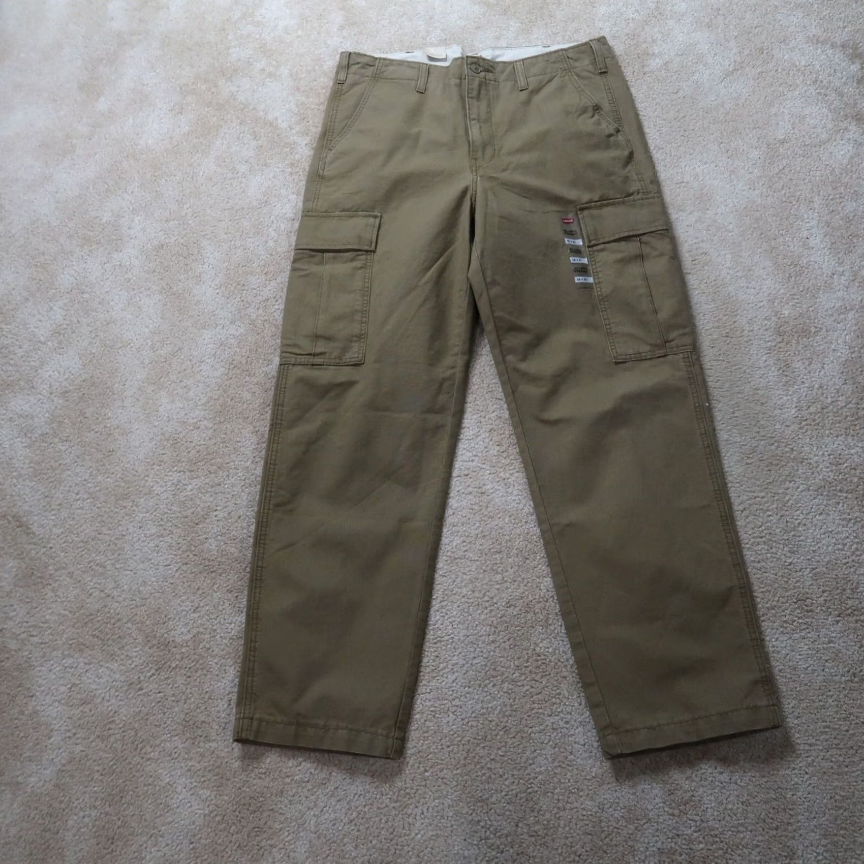 Levi's Levi's Cargo Pants Men 36x32 Beige Straight Leg Regular 90s Grunge Hip Hop Cargo Pocket Jeans Size US 36 / EU 52 - 2 Thumbnail