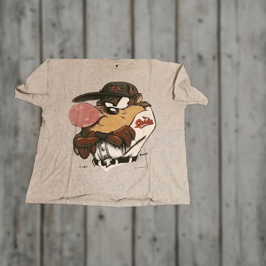 MLB VINTAGE 90s Taz Baltimore Orioles MLB T Shirt XL Gray Men Jostens Graphic Tee Cotton Baseball Looney Tunes Size US XL / EU 56 / 4 - 1 Thumbnail