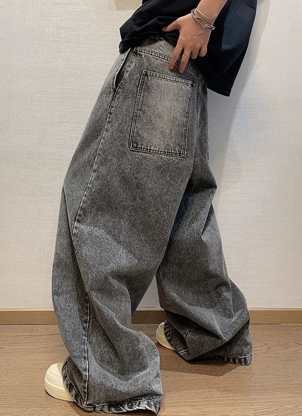 Japanese Brand × Vintage Avant garde acid wash asymmetric hem skate jeans pants Size US 30 / EU 46 - 4 Thumbnail