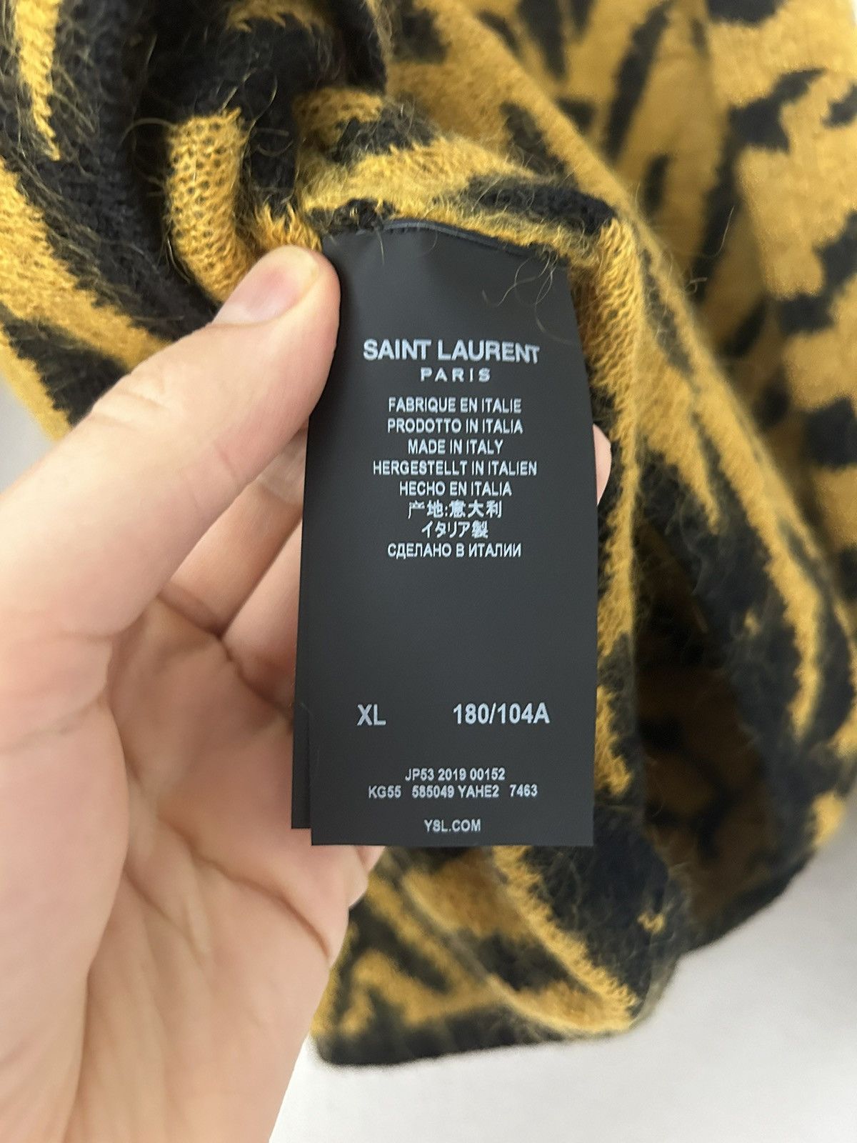 Saint Laurent Paris FW18 Tiger Mohair / Wool Sweater Size US XL / EU 56 / 4 - 8 Thumbnail