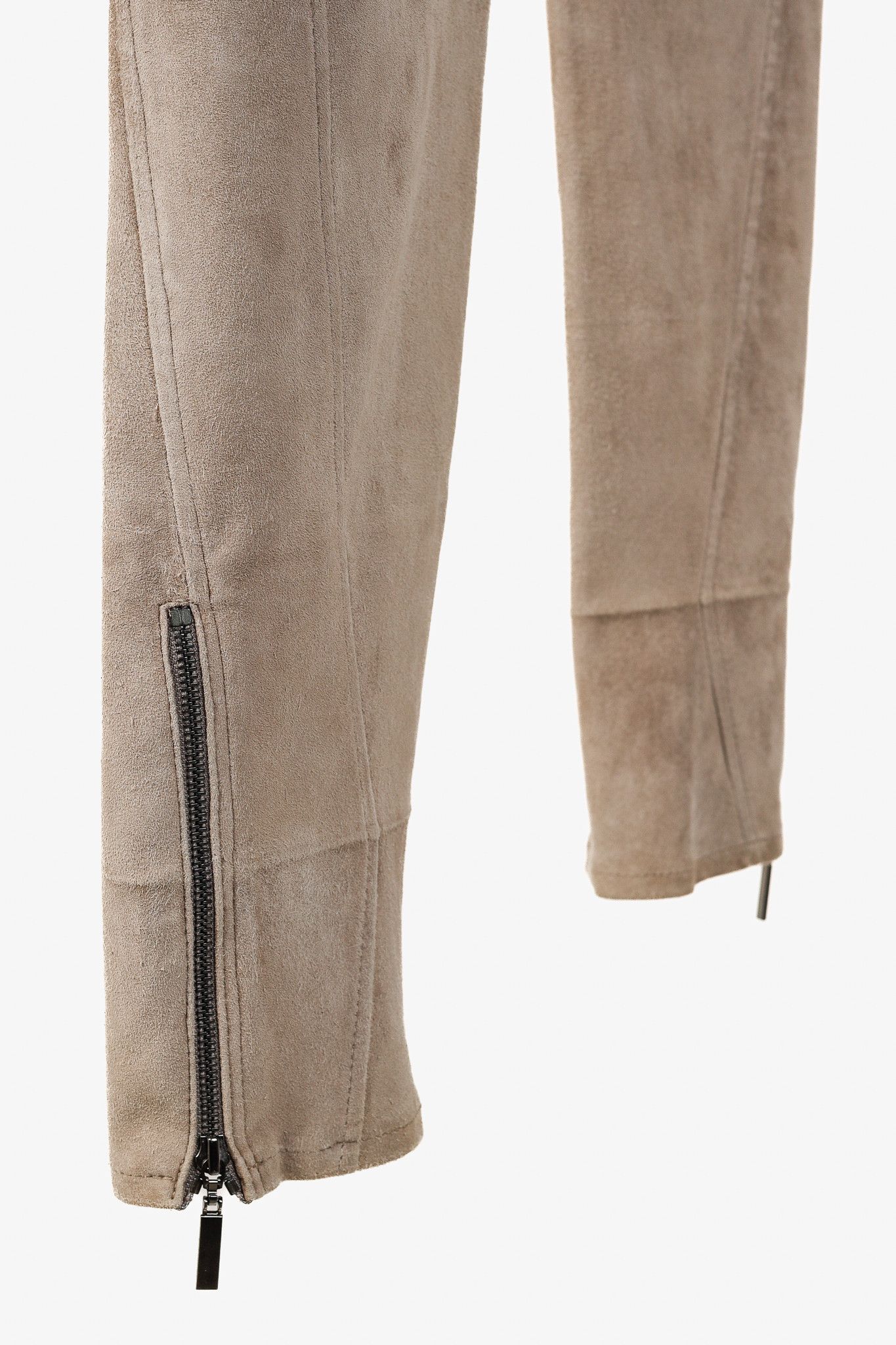 Brunello Cucinelli Brunello Cucinelli AW/15 Taupe Suede Zip-Hem Skinny Pants Size 27" / US 4 / IT 40 - 6 Thumbnail
