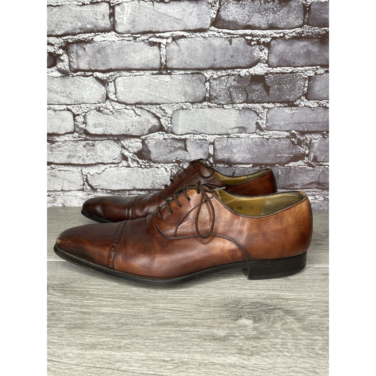 Magnanni Neiman Marcus Brown Leather Cap Toe Oxfords Shoes M