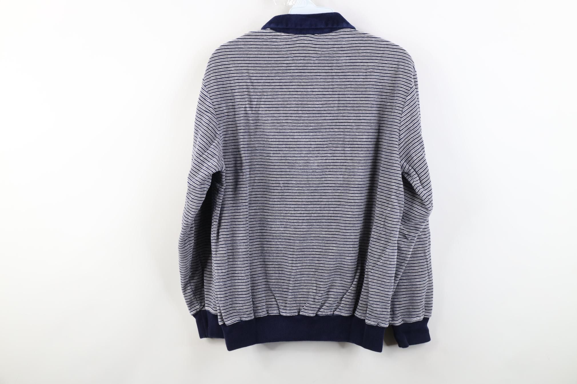 Vintage Vintage 70s Streetwear Velour Striped Long Sleeve Polo Shirt Size US M / EU 48-50 / 2 - 8 Thumbnail