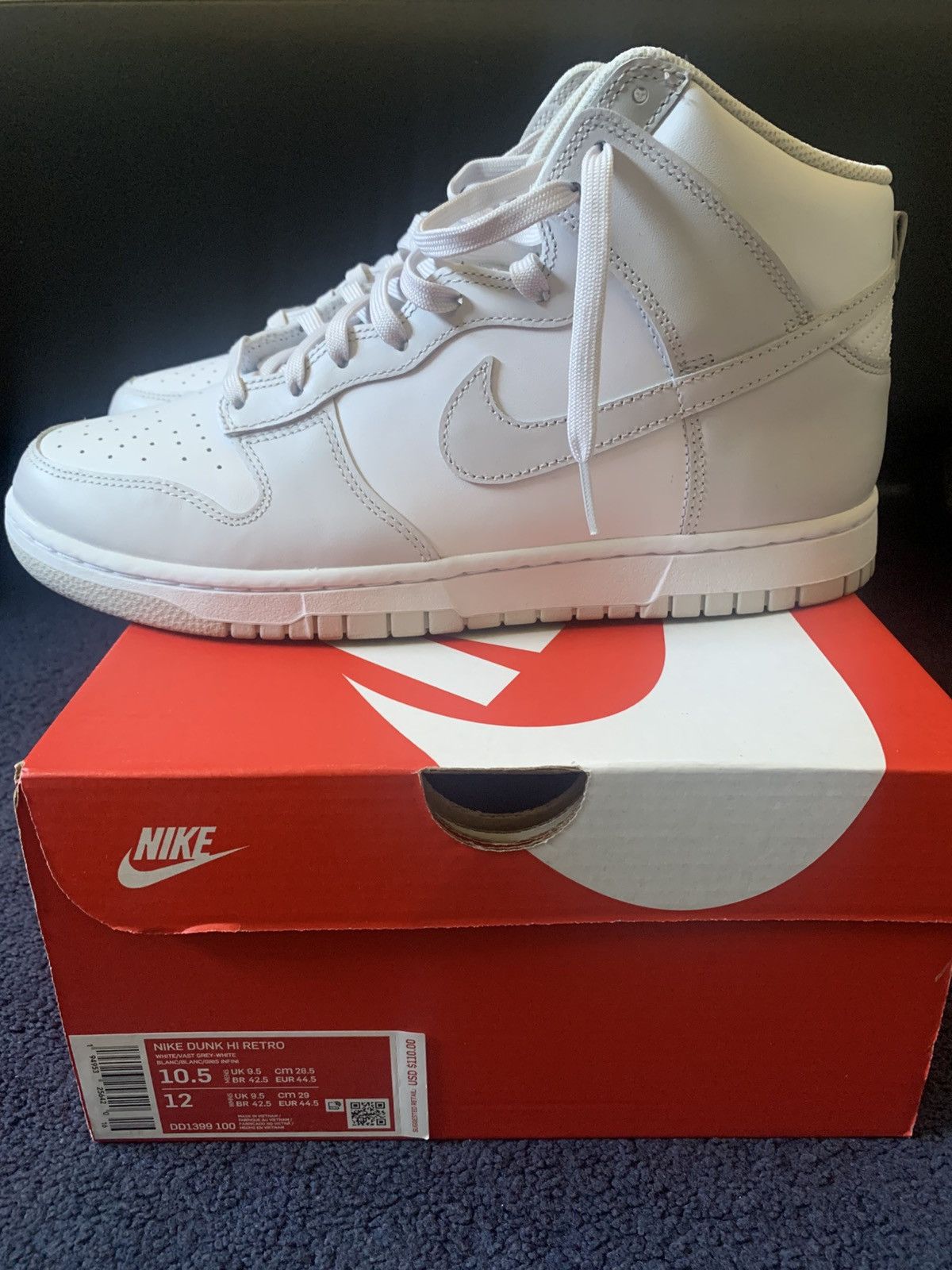 Nike Nike Dunk HI Retro Vast Grey Size US 10.5 / EU 43-44 - 3 Thumbnail
