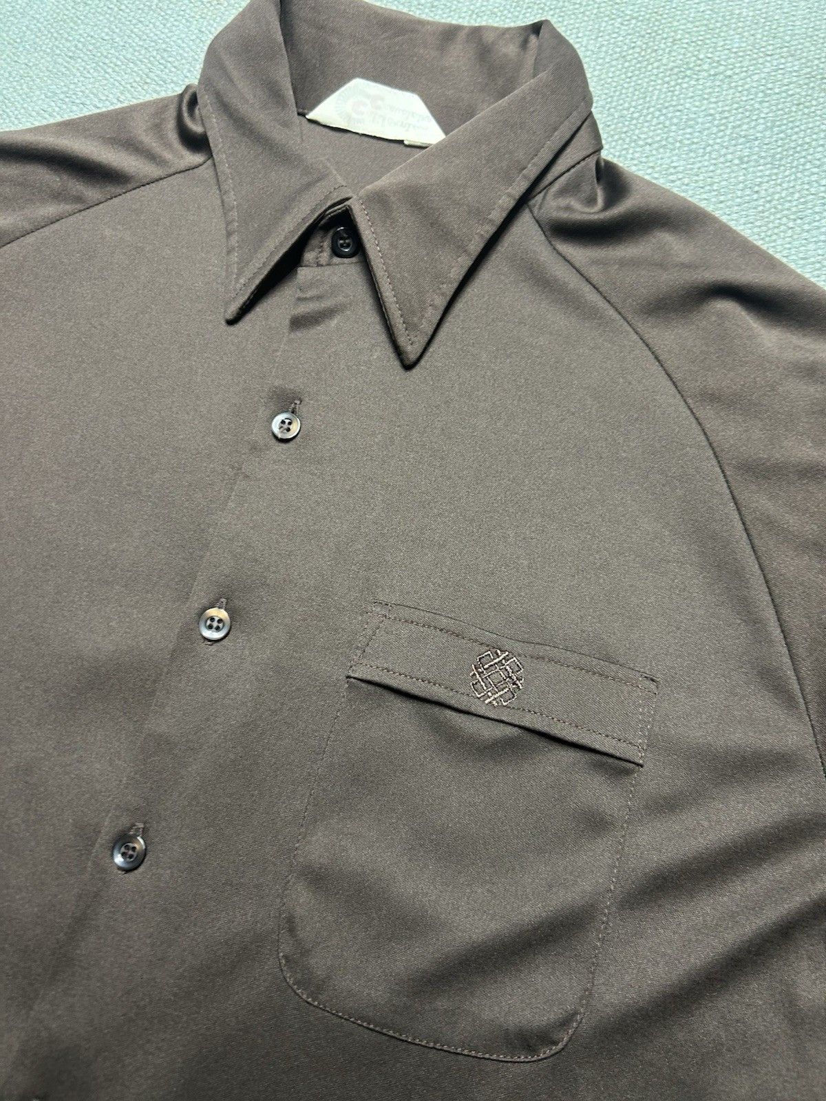 Vintage 70s button shirt polyester California dagger collar XL tall Size US XL / EU 56 / 4 - 4 Thumbnail