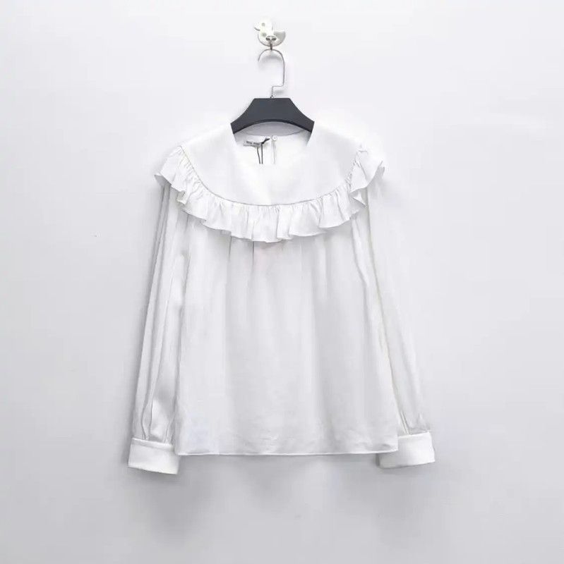Miu Miu Miu Miu White Silk Floral Long Sleeve Shirt 0089 Size M / US 6-8 / IT 42-44 - 1 Thumbnail