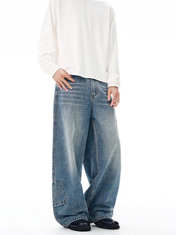 Vintage American retro patchwork straight leg loose jeans Size US 32 / EU 48 - 3 Thumbnail