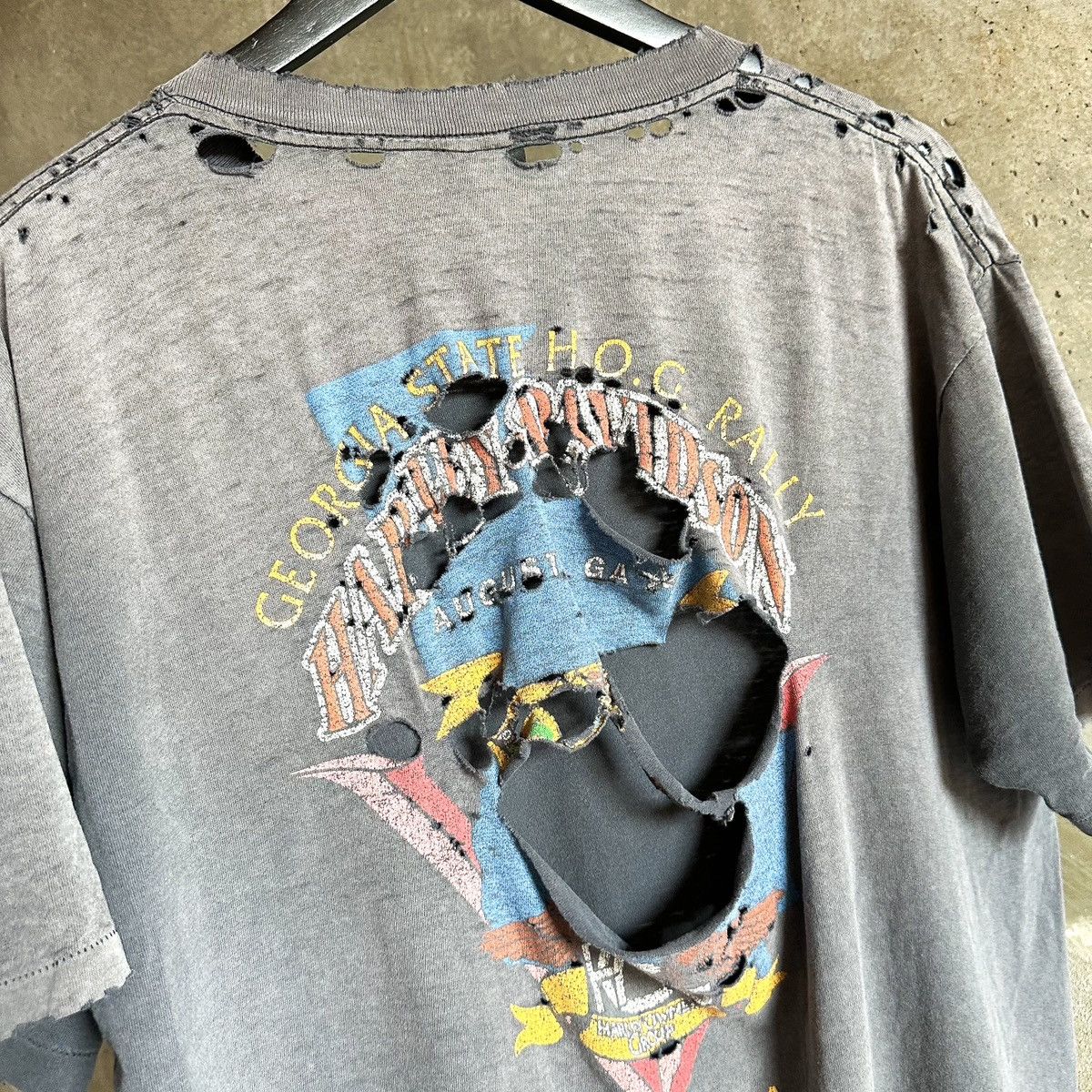 Harley Davidson × Vintage 90’s THRASHED Harley Davidson Georgia State T-Shirt Size US L / EU 52-54 / 3 - 1 Thumbnail