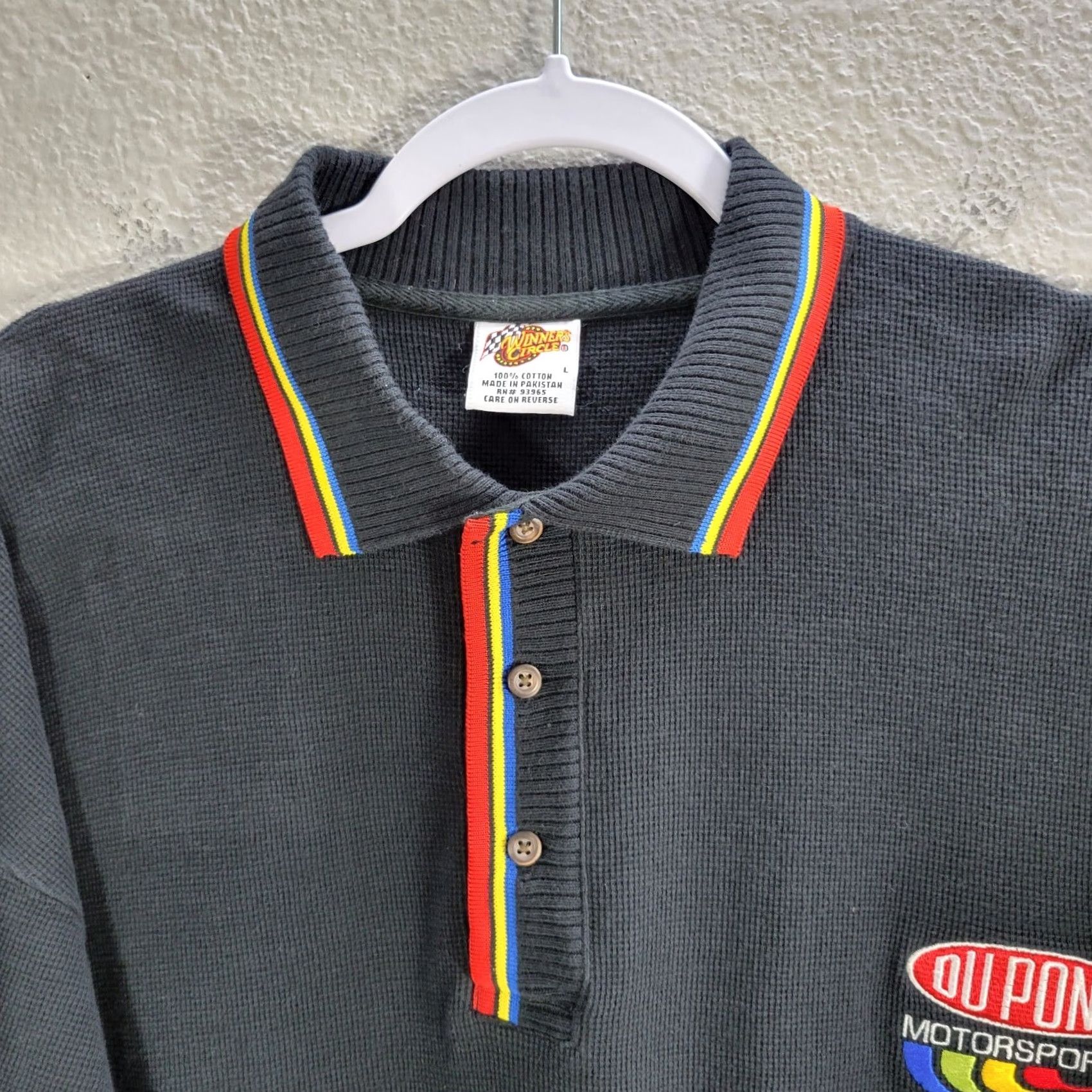 NASCAR Men's Winners Circle Du Pont Motorsports NASCAR Black Polo Shirt Sz L Size US L / EU 52-54 / 3 - 6 Thumbnail