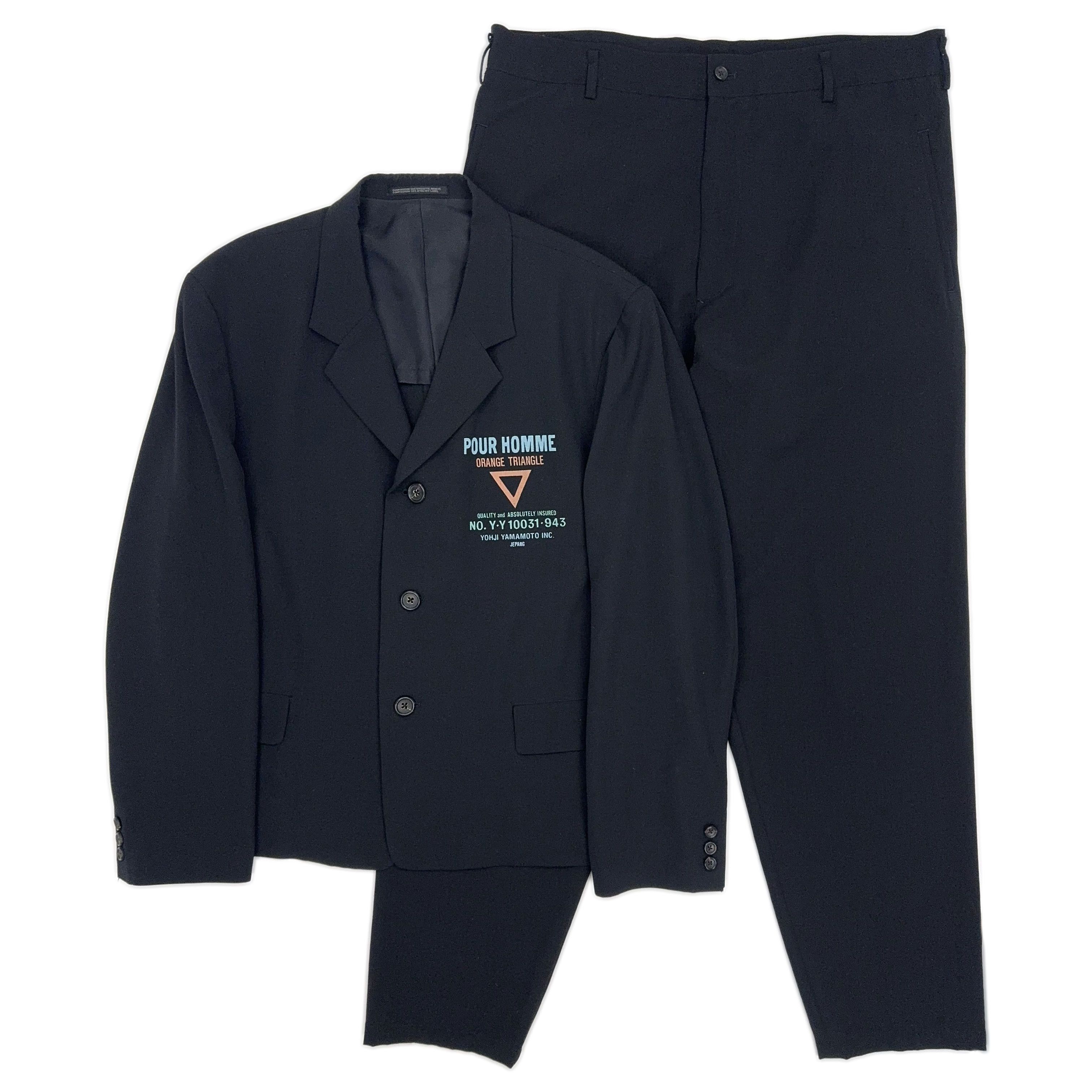 Yohji Yamamoto SS93 'ORANGE TRIANGLE' Print Wool Suit Size 52S - 1 Thumbnail