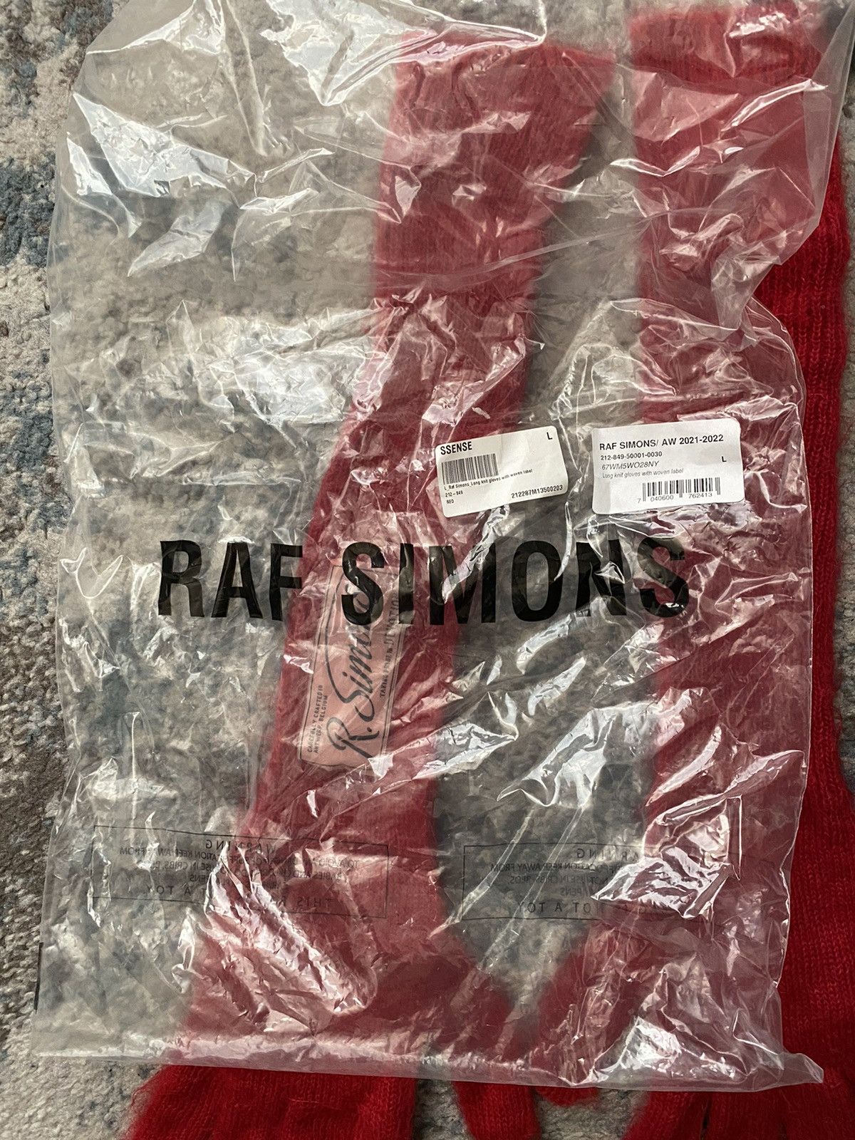 Raf Simons Raf Simons Red Mohair Long Logo Gloves Size ONE SIZE - 14 Thumbnail