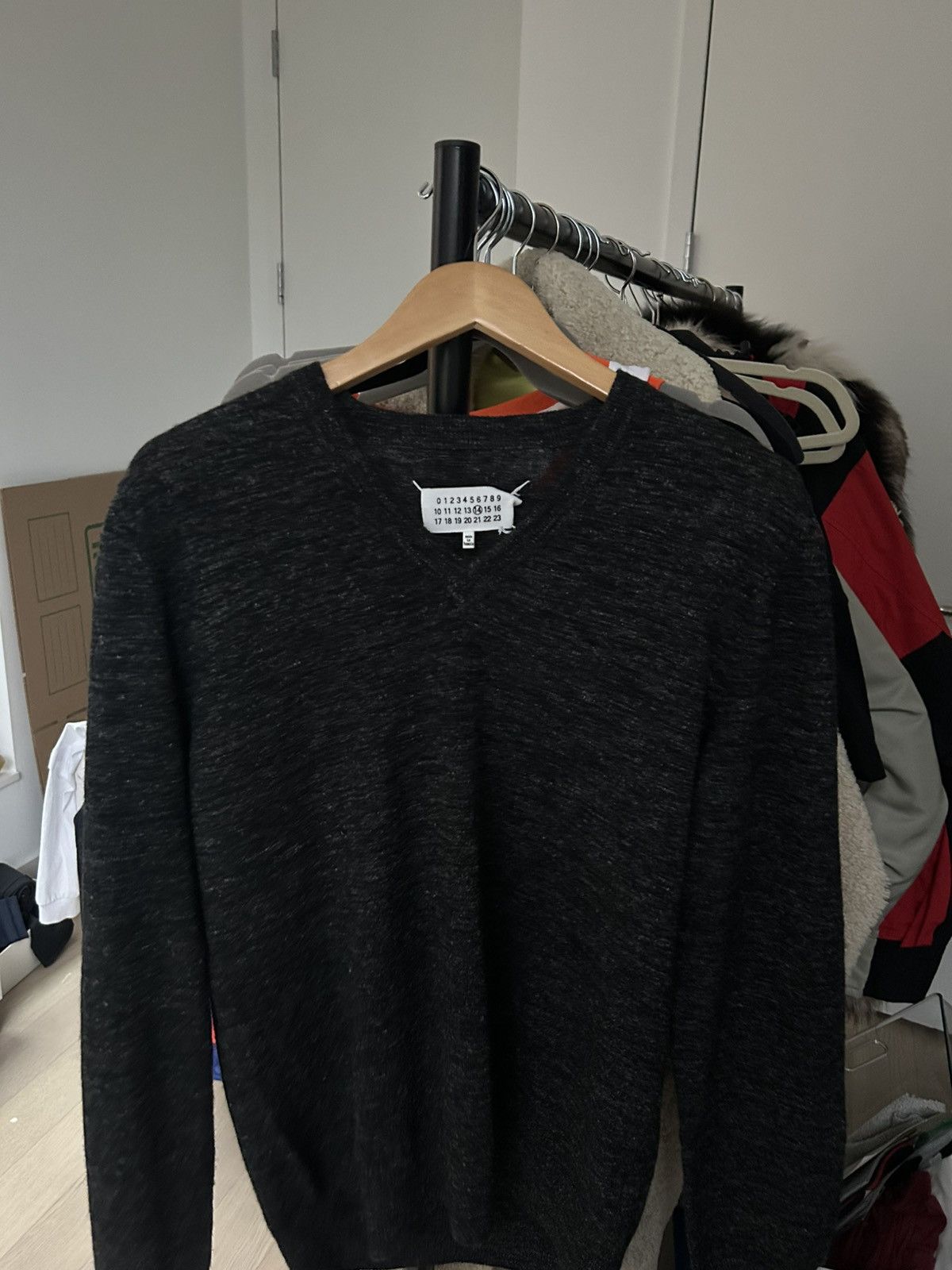 Maison Margiela Maison Margiela Black V Neck Wool Sweater Size US M / EU 48-50 / 2 - 13 Thumbnail