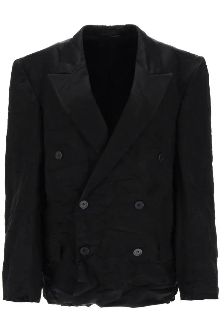 Image of Balenciaga O1S22I1N0424 Double-Breasted Jacket In Black, Women's (Size XS)