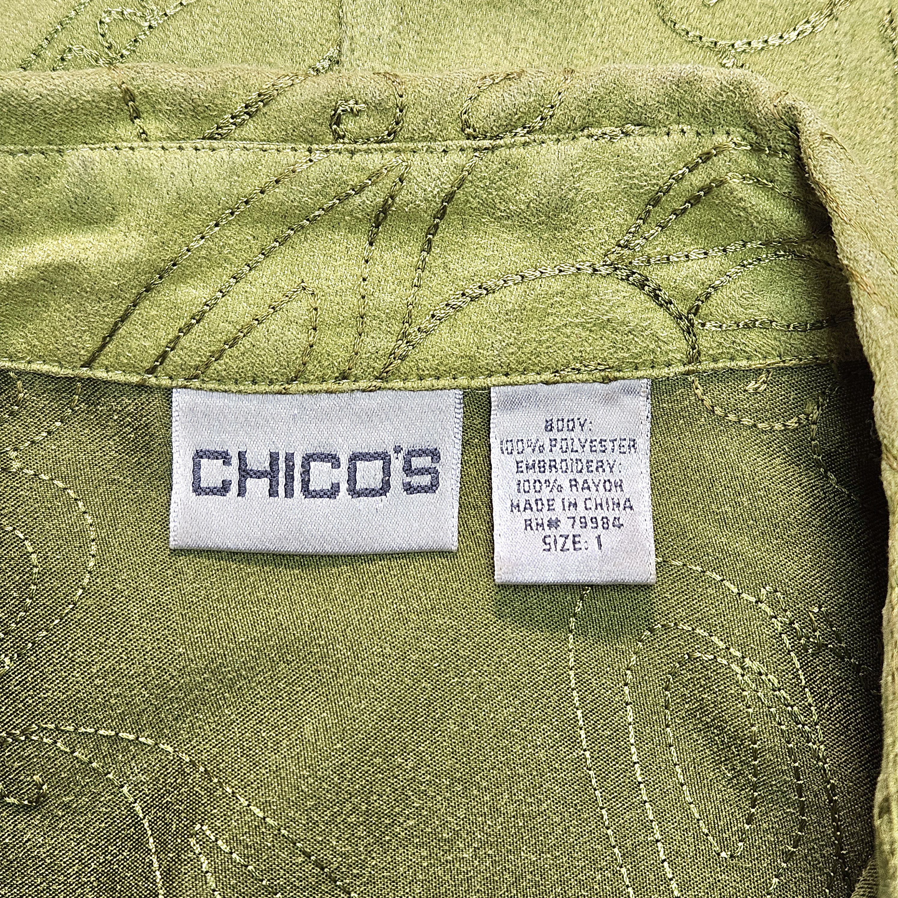 Chicos Chico's Size 1/M Shirt Shacket Button Down Floral Embroidery Size M / US 6-8 / IT 42-44 - 8 Thumbnail
