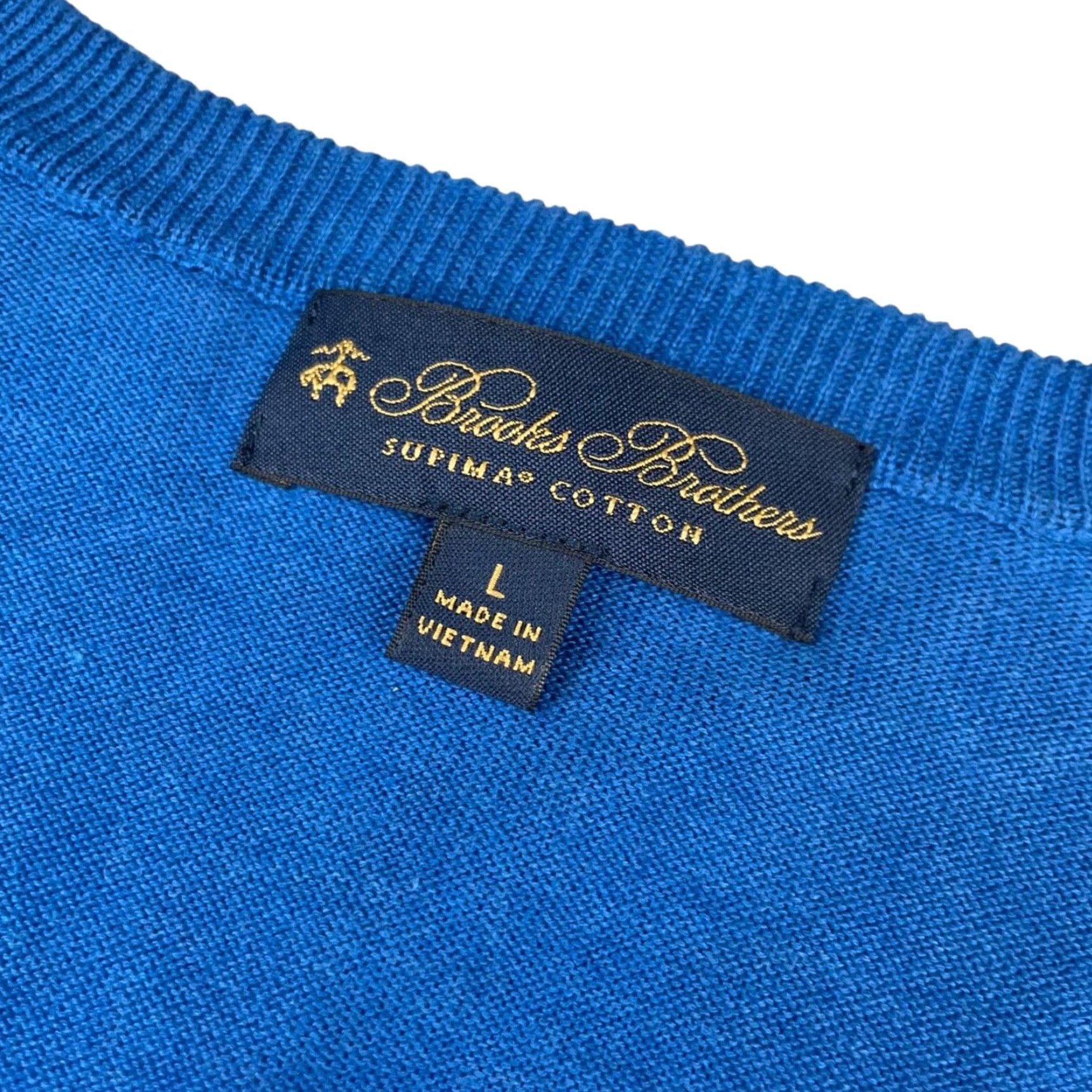 Brooks Brothers Brooks Brothers Men’s 100% Supima Cotton V-Neck Pullover Sweater Blue Large Size US L / EU 52-54 / 3 - 3 Thumbnail