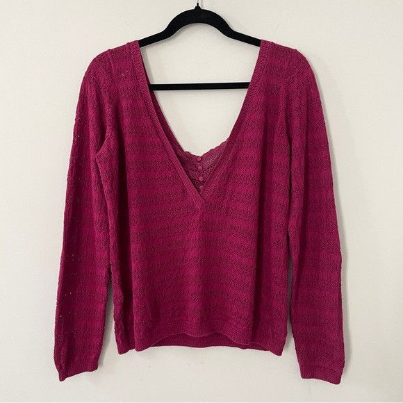 Sezane La Maille Sezane Purple Cotton Cable Knit Sweater Pullover Size M / US 6-8 / IT 42-44 - 4 Thumbnail