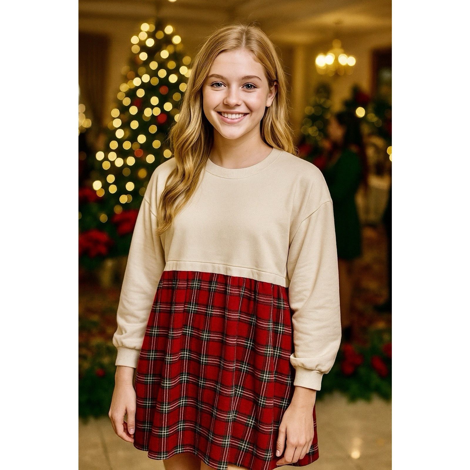 Anthropologie Entro NWT Holly Mix Media Sweatshirt & Plaid Dress Sz S Size S / US 4 / IT 40 - 1 Thumbnail