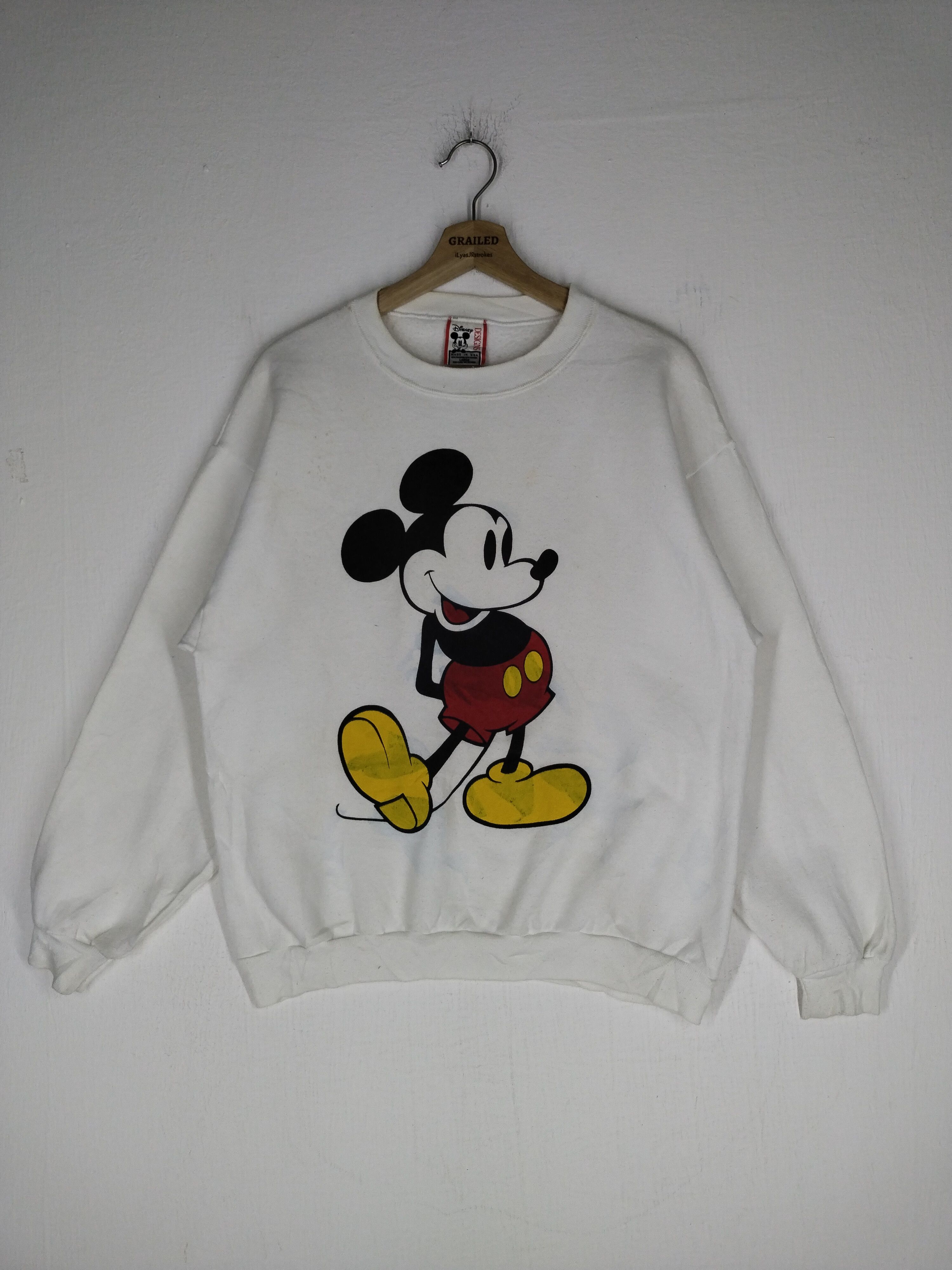 Cartoon Network 🔥 Vtg Mickey Mouse Yellow Shoe Sweatshirt Size US L / EU 52-54 / 3 - 5 Thumbnail