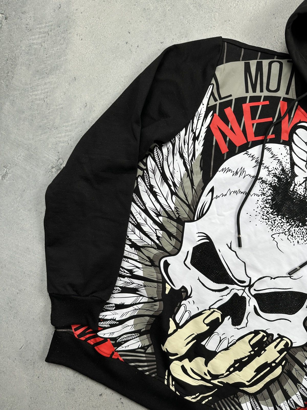 Affliction Vintage Biker Skull Hoodie With Bold Graphic Print New York Size US XL / EU 56 / 4 - 4 Thumbnail