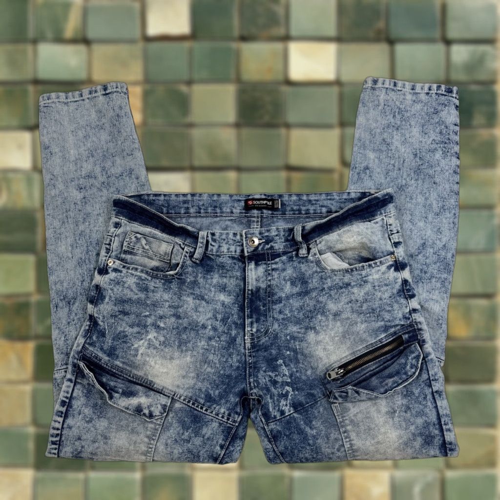 Southpole South Pole Jeans Mens 36x32 Light Wash Zipper Pockets Skinny Size US 36 / EU 52 - 1 Thumbnail