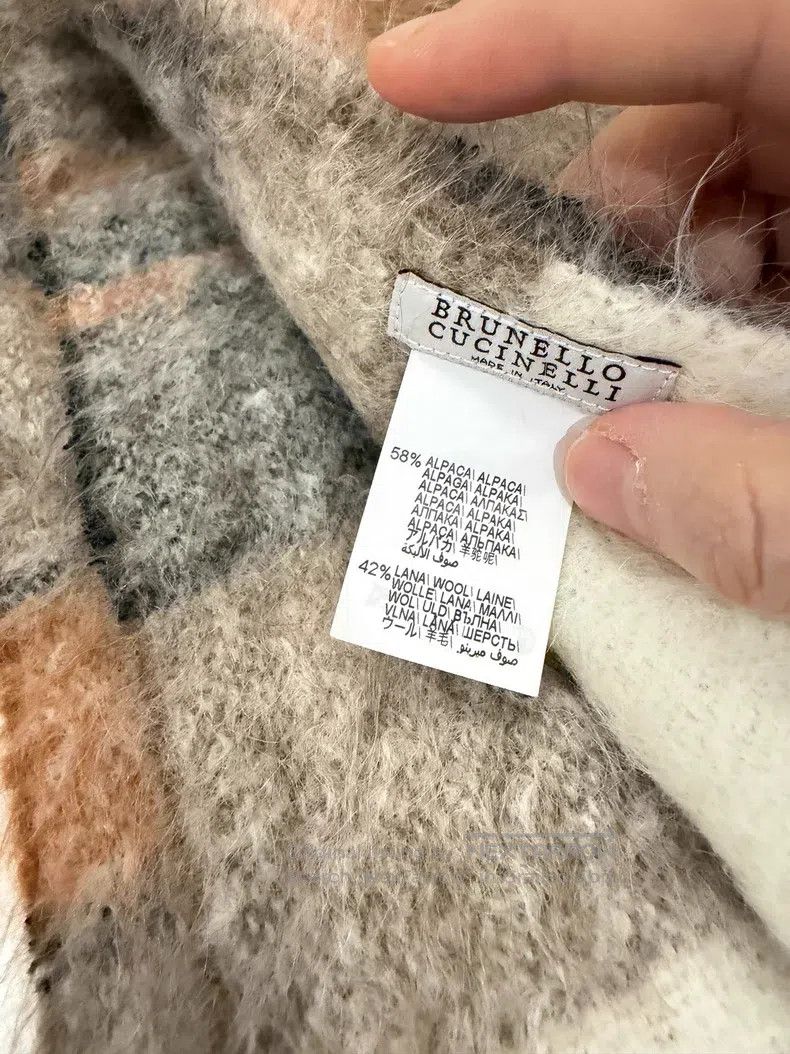 Brunello Cucinelli Brunello Cucinelli Alpaca wool plaid scarf wrap Size ONE SIZE - 4 Thumbnail