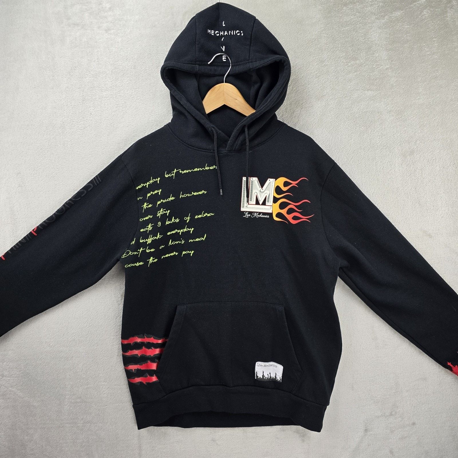Live Mechanics Live Mechanics Hoodie Sweatshirt Large AOP Y2K Flames Size US L / EU 52-54 / 3 - 2 Thumbnail